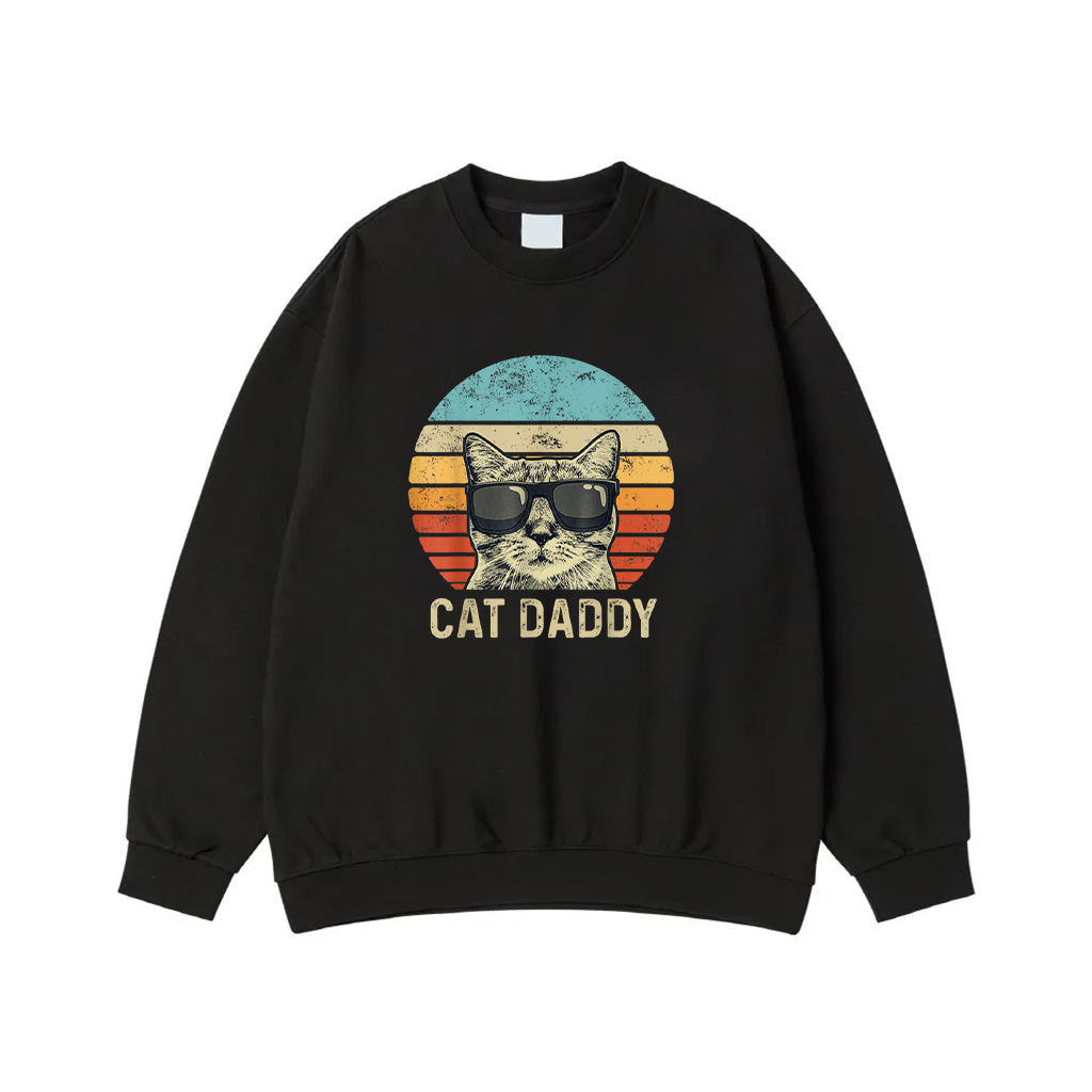 Cat Daddy Retro Cat Sunglasses Cool Cat Dad Gift Fathers Day Sweatshirt