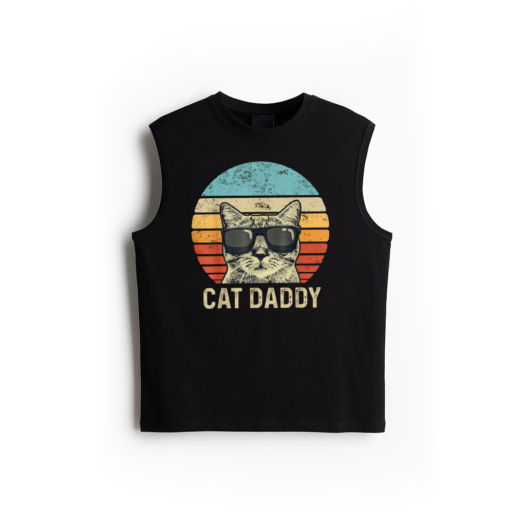 Cat Daddy Retro Cat Sunglasses Cool Cat Dad Gift Fathers Day Tank Top
