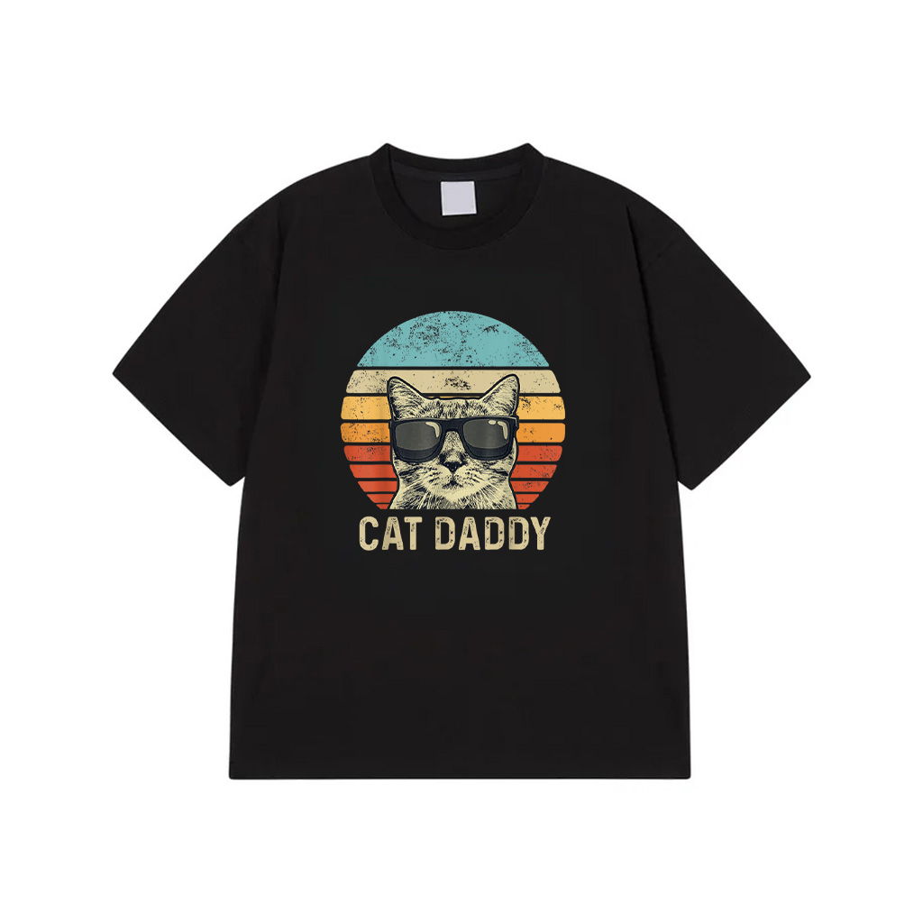 Cat Daddy Retro Cat Sunglasses Cool Cat Dad Gift Fathers Day T-Shirt