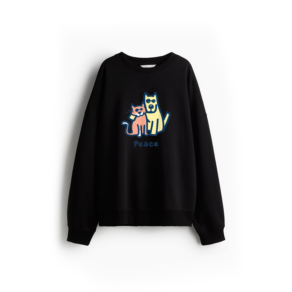 Cat Dog Peace Together Sweatshirt