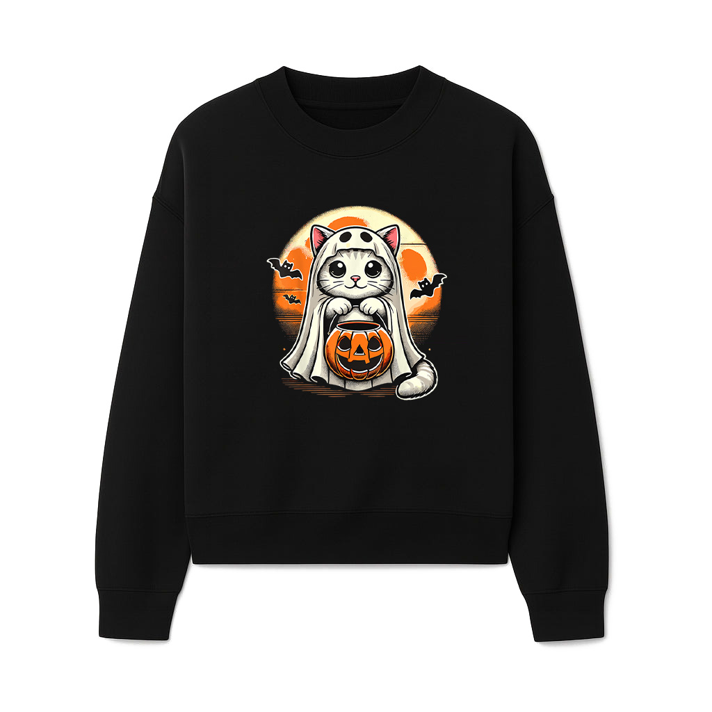 Cat Ghost Halloween Funny Cat Sweatshirts 06-10-2025