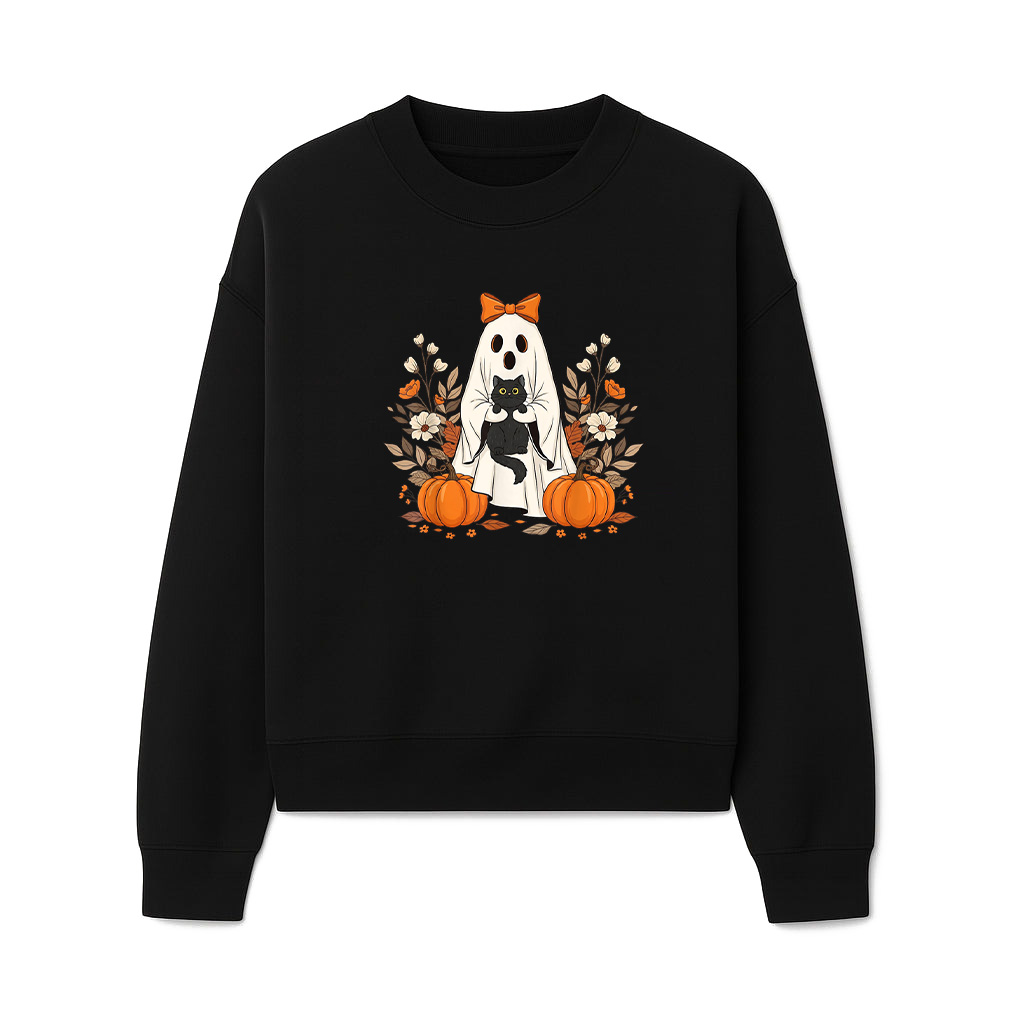 Cat Halloween Floral Vintage Ghost Funny Sweatshirts 06-10-2025