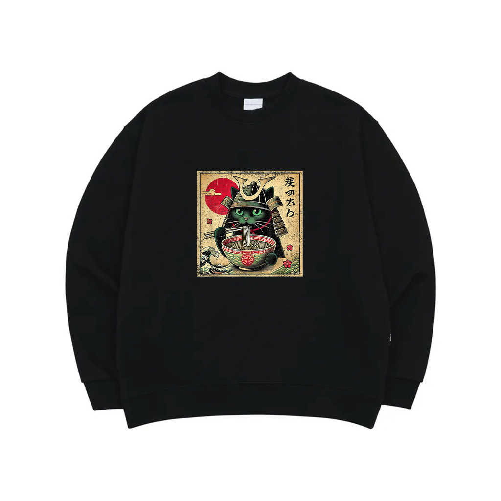Cat Ramen Japanese Funny Samurai Kawaii Cat Anime Girls Boys Sweatshirt