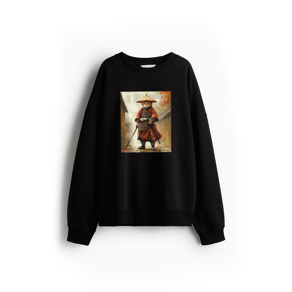 Cat Samurai Japan Japanese Funny Graphic Sweatshirt