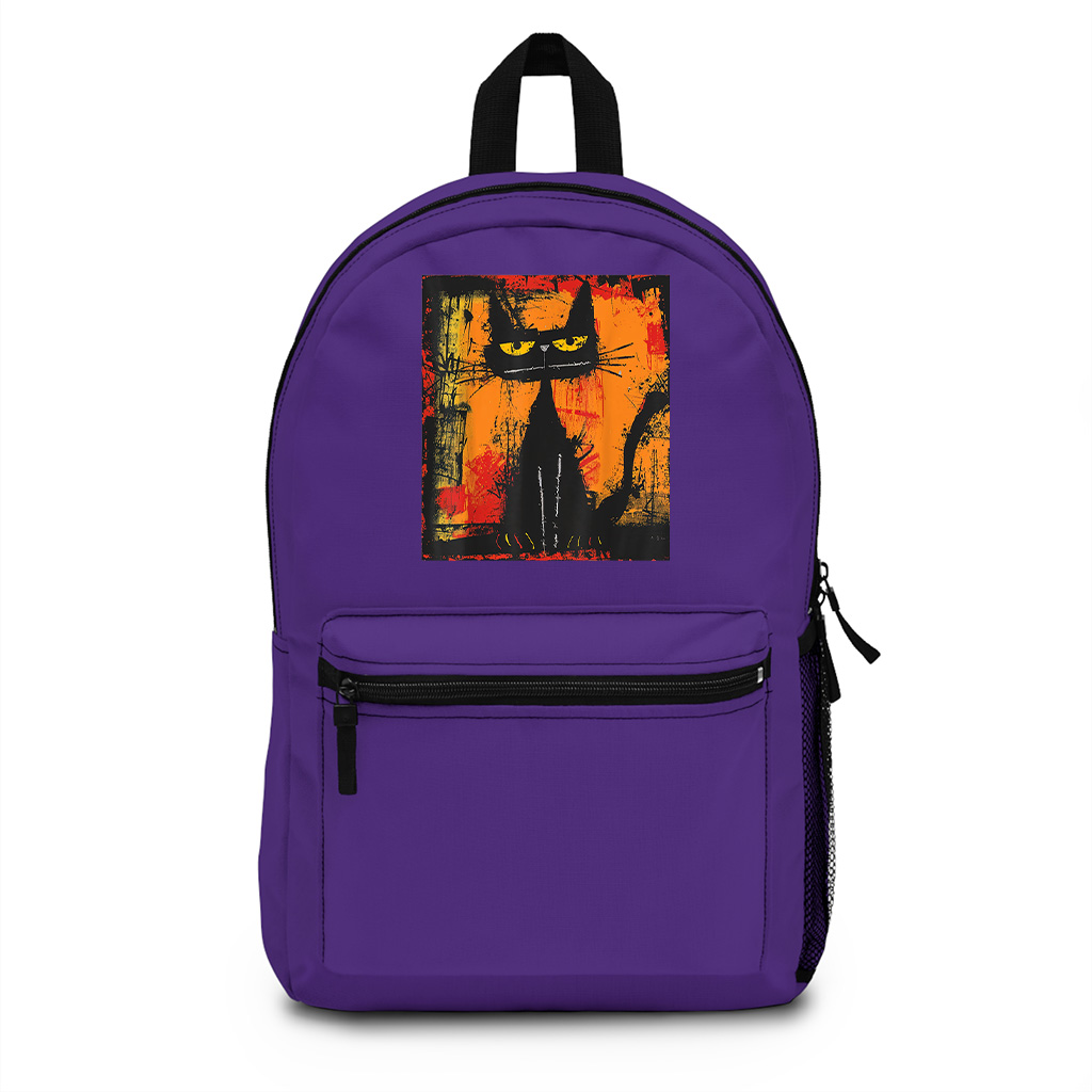 Cat Stylish Abstract Graffiti Art Design Backpack - Image 6