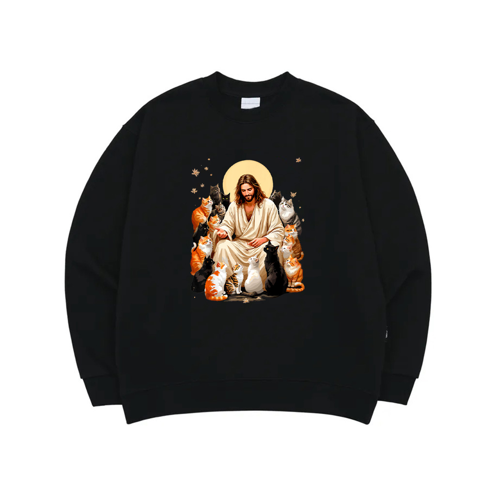 Cats Jesus Christ Tee Kitty Lover Bible Reader Christian Sweatshirt