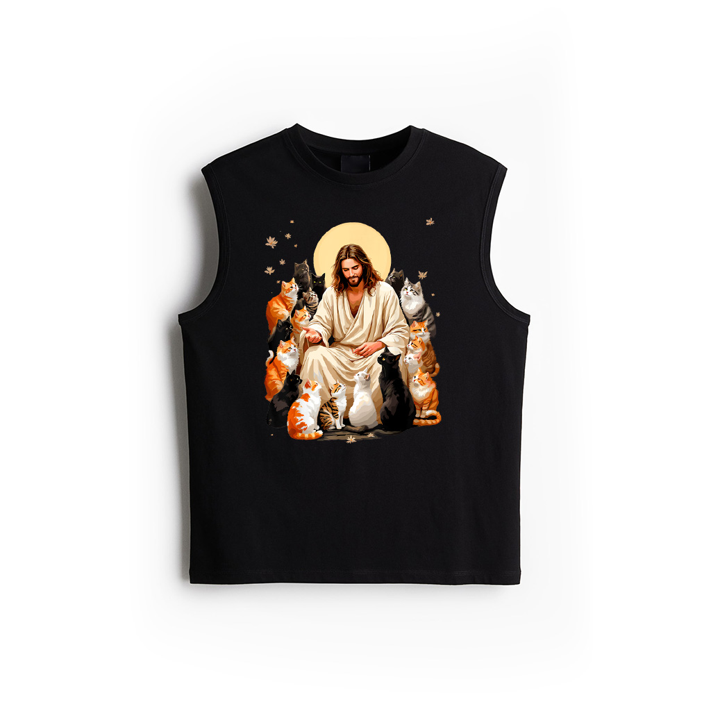 Cats Jesus Christ Tee Kitty Lover Bible Reader Christian Tank Top