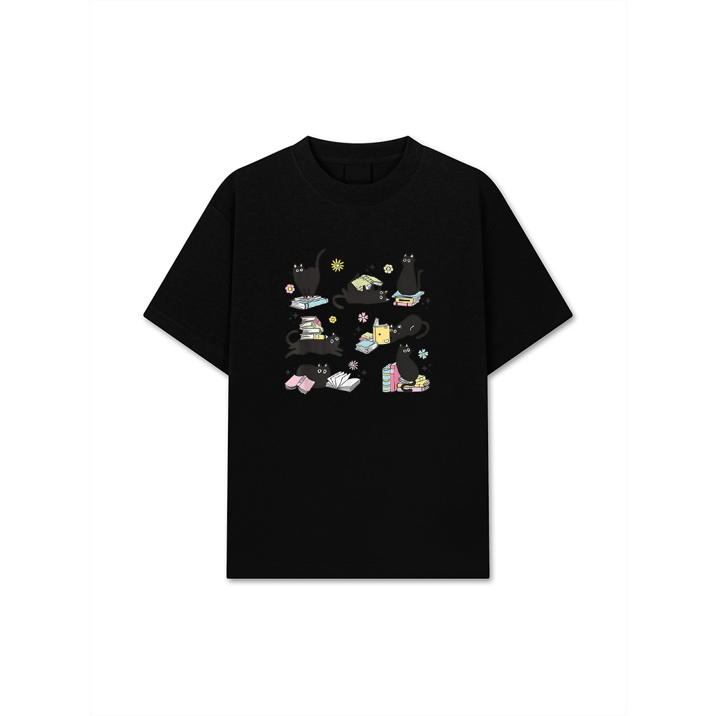 Cats Reading Books Shirt Cat Lover Kitten Reading Book Lover Men Women Girls Kids T-Shirt