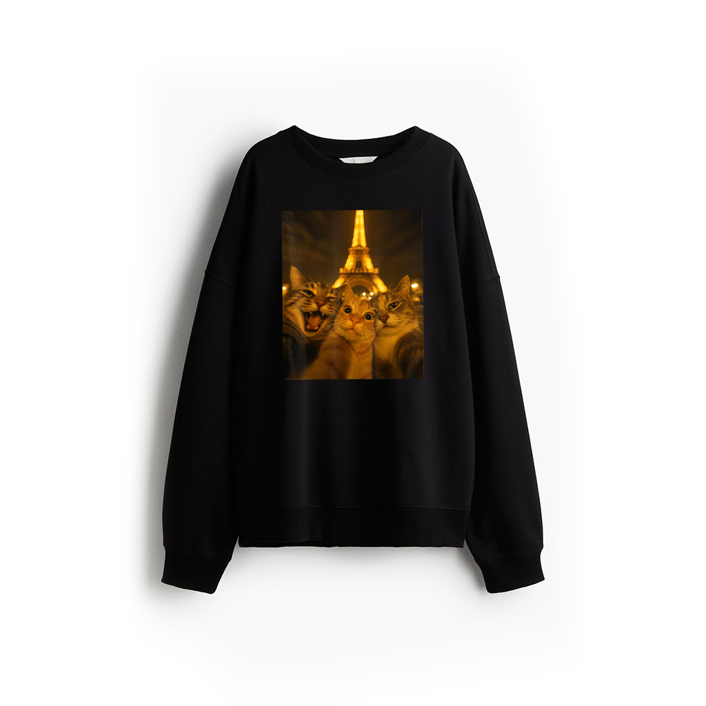 Cats Selfie In Paris, Cats Visiting Paris , Travelling Cats Sweatshirt