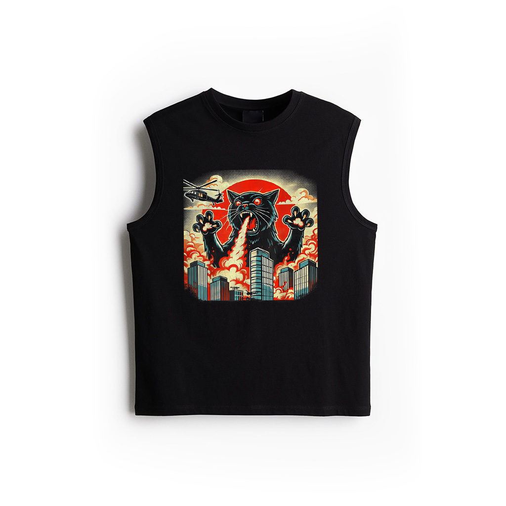 Catzilla Cat Japanese Art Funny Cat Gifts Tank Top