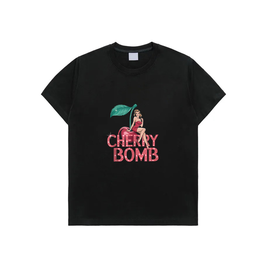 Cherry Bomb Tshirt Women Men Cherries Roller Derby Retro 70S T-Shirt