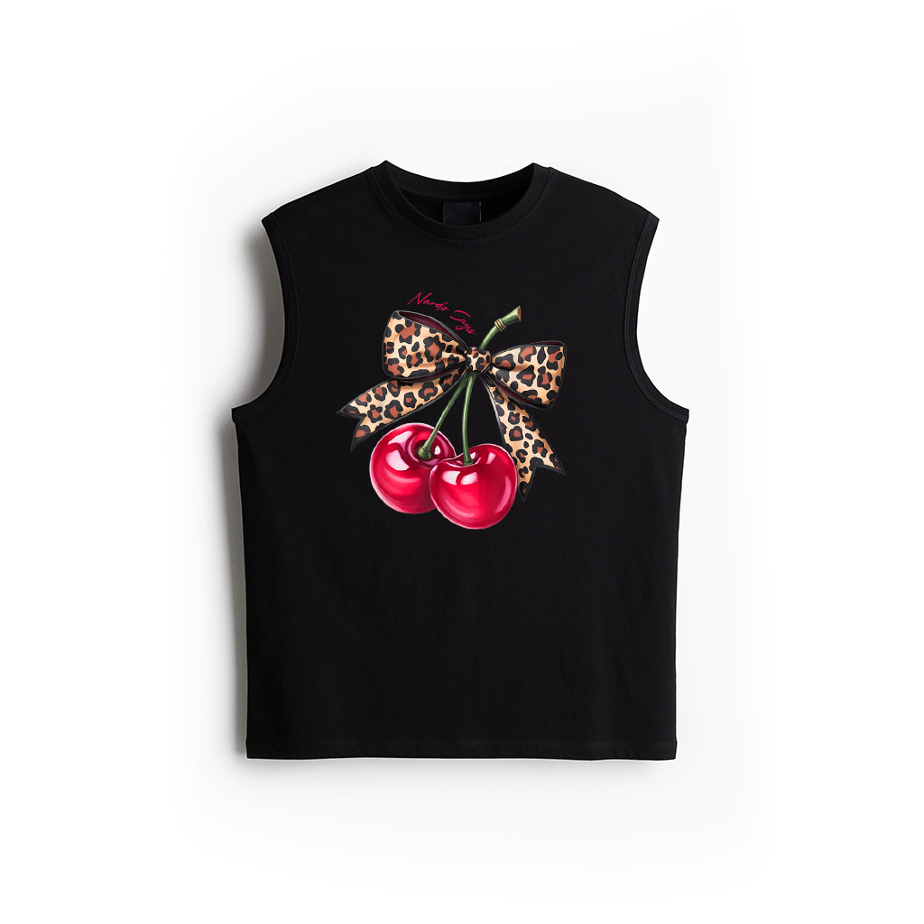 Cherry Coquette Aesthetic With Leopard Bow Tank Top