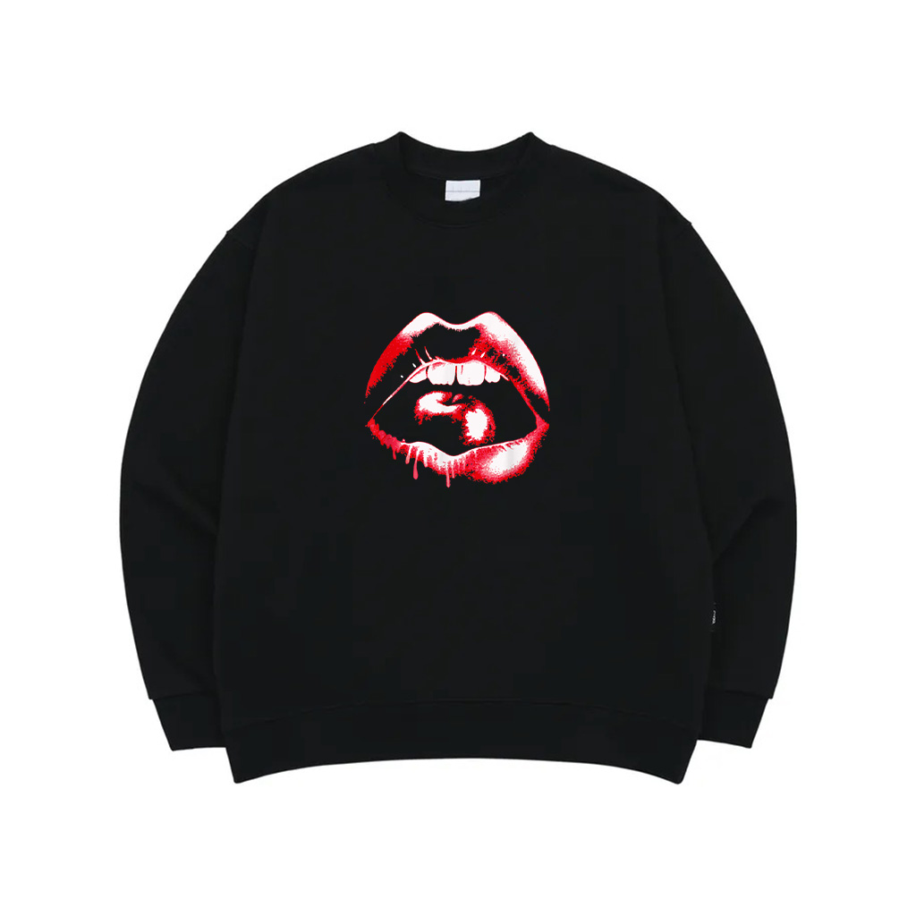 Cherry Lips Vintage Sexy Kissable Biting Lips Graphic Sweatshirt