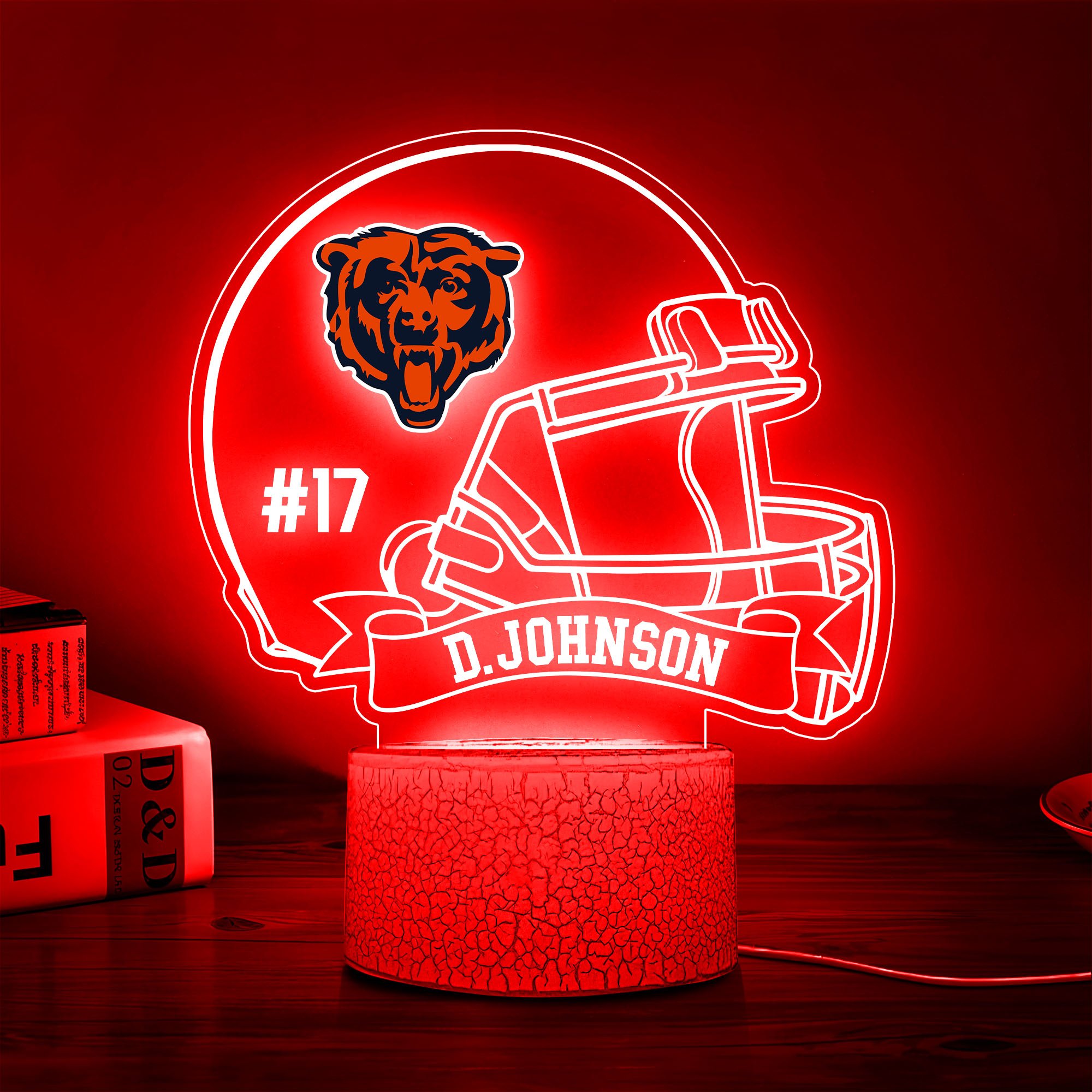 Chicago Bears 3D Led Lamp Custom Name And Number, Sport Lamp, Home Decor 