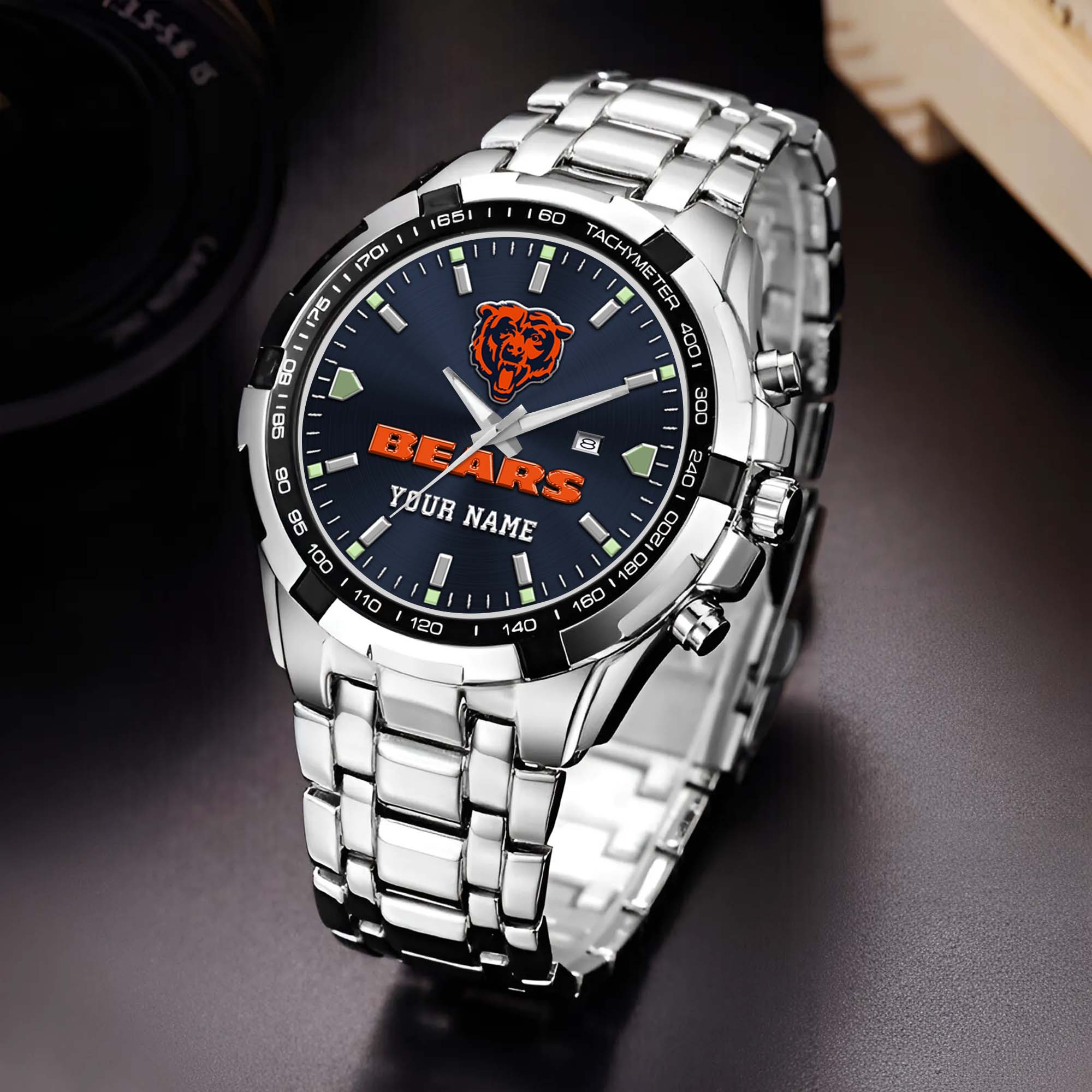 Chicago Bears Alloy Men Quartz Watch Custom Your Name, Sport Men Watch, Football Fan Gifts