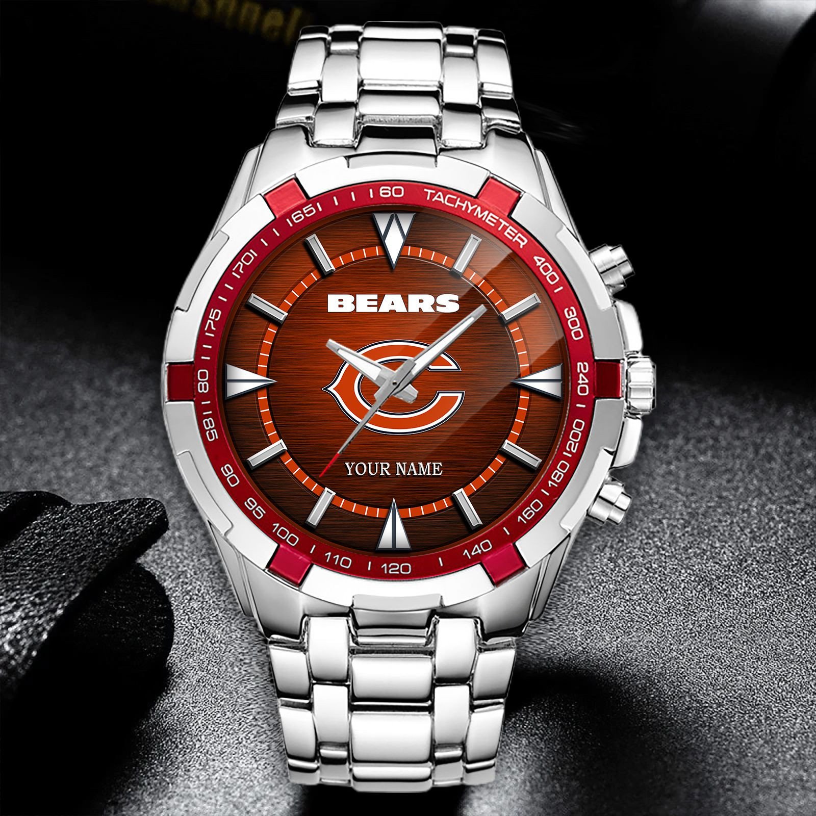 Chicago Bears Alloy Men Quartz Watch Watch Custom Your Name, Sport Alloy Men Quartz Watch, Football Fan Gifts