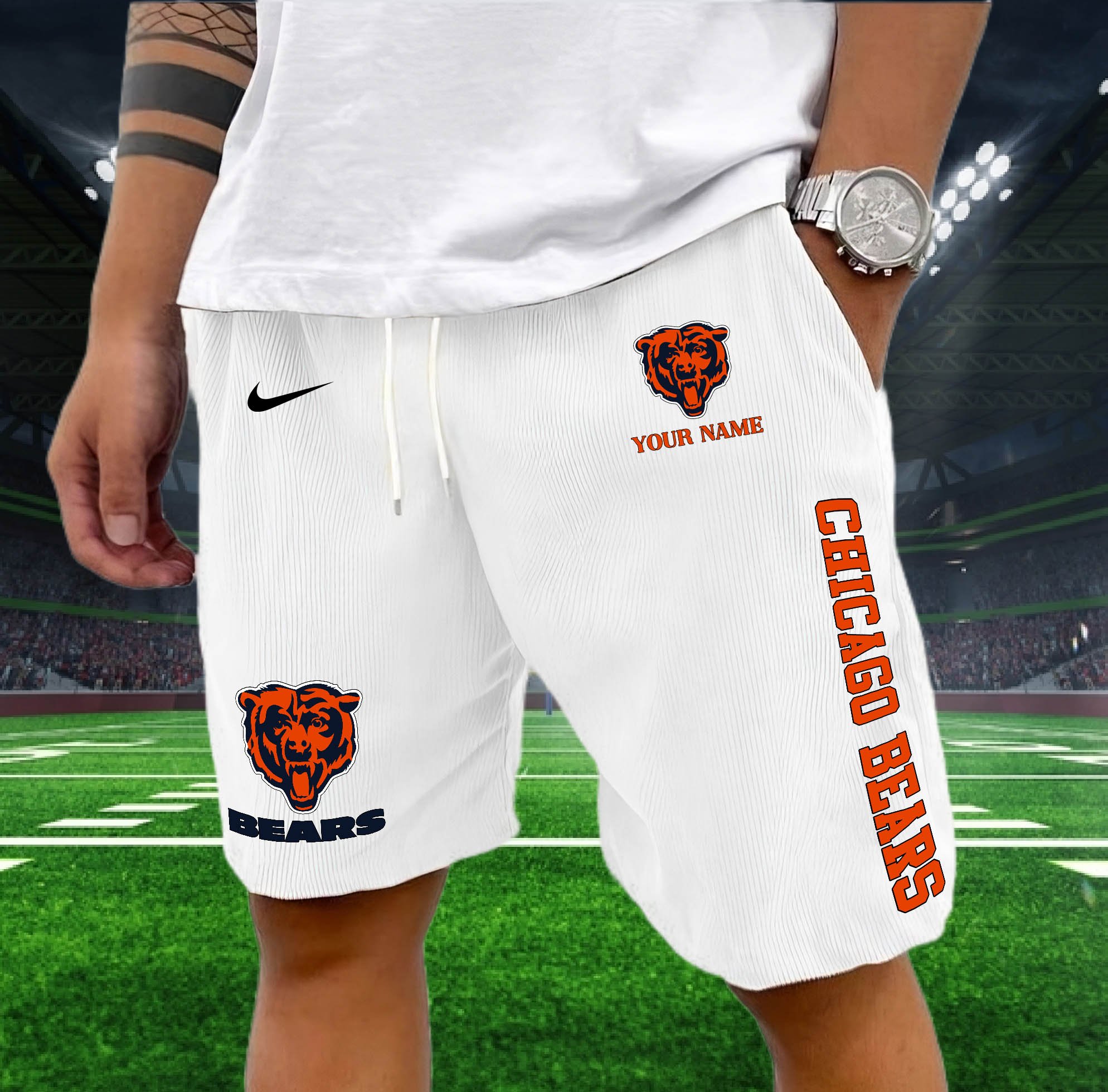 Chicago Bears Corduroy Shorts Custom You Name, Sport Corduroy Shorts, Gifts For Fan