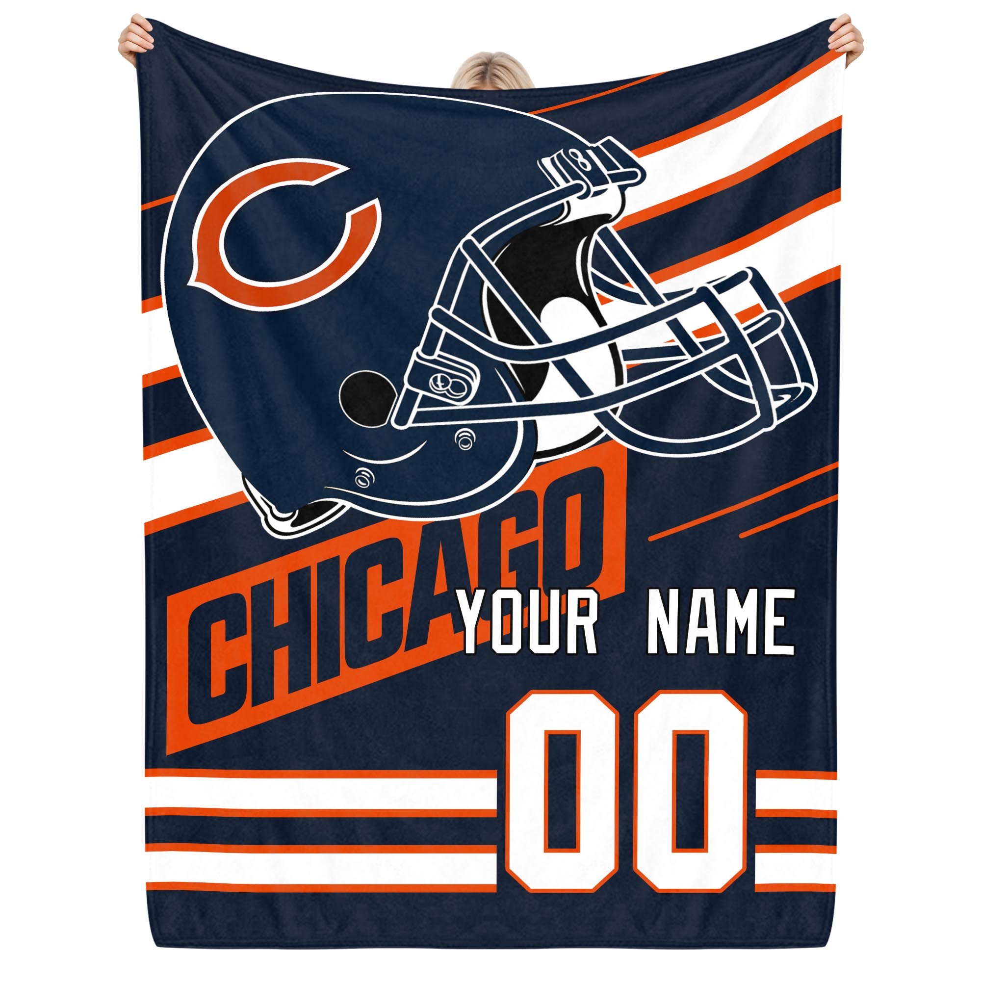Chicago Bears Fleece Blanket Custom Name And Number, Sport Blanket For Fans