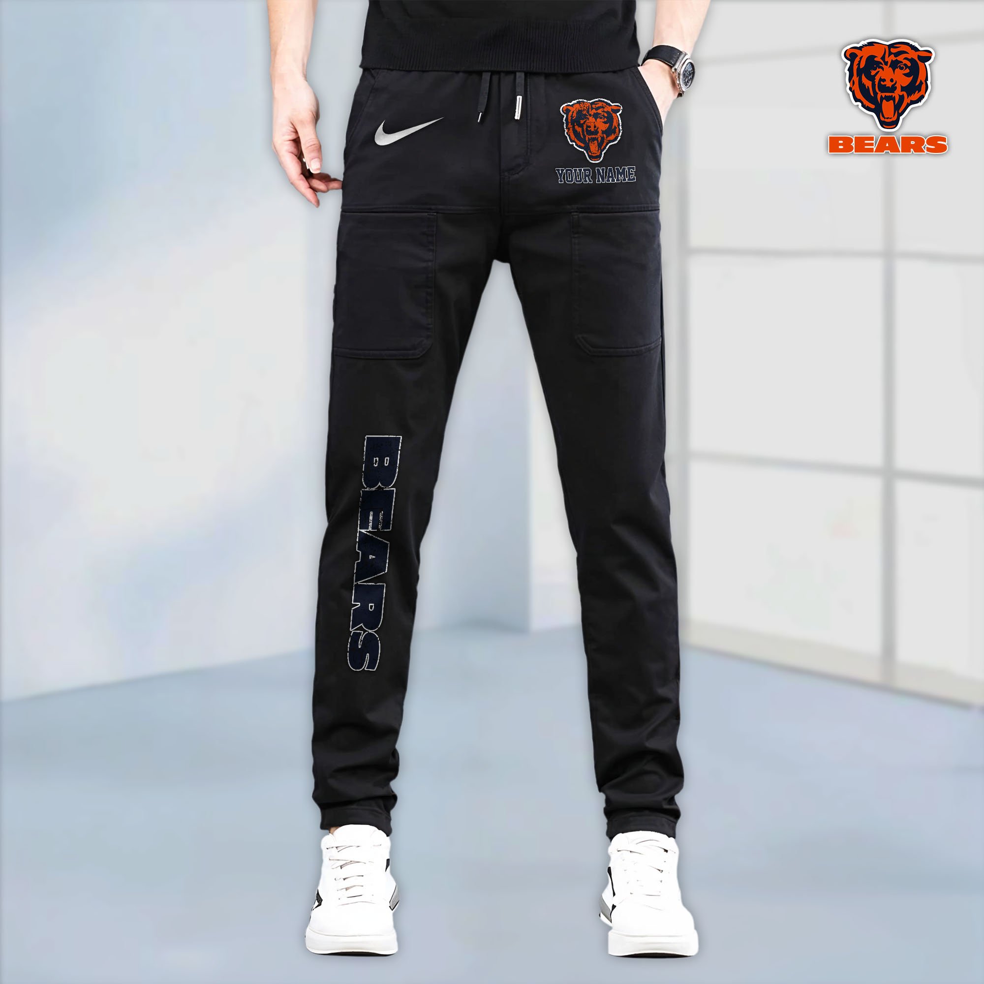Chicago Bears High Stretch Multi Pocket Durable Cargo Pants - Long Custom Name 