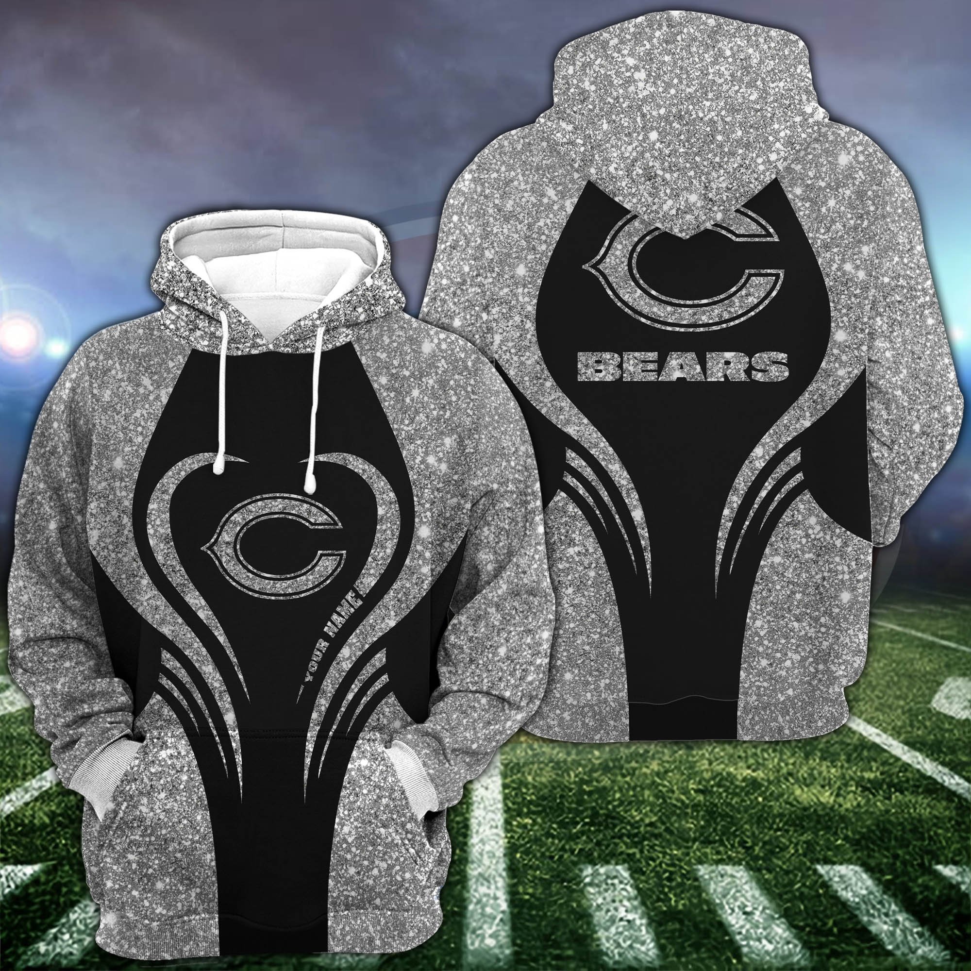 Chicago Bears Hoodie #038 Leggings Set For Women Custom Your Name, Leggings Sport, Football Fan Gift 