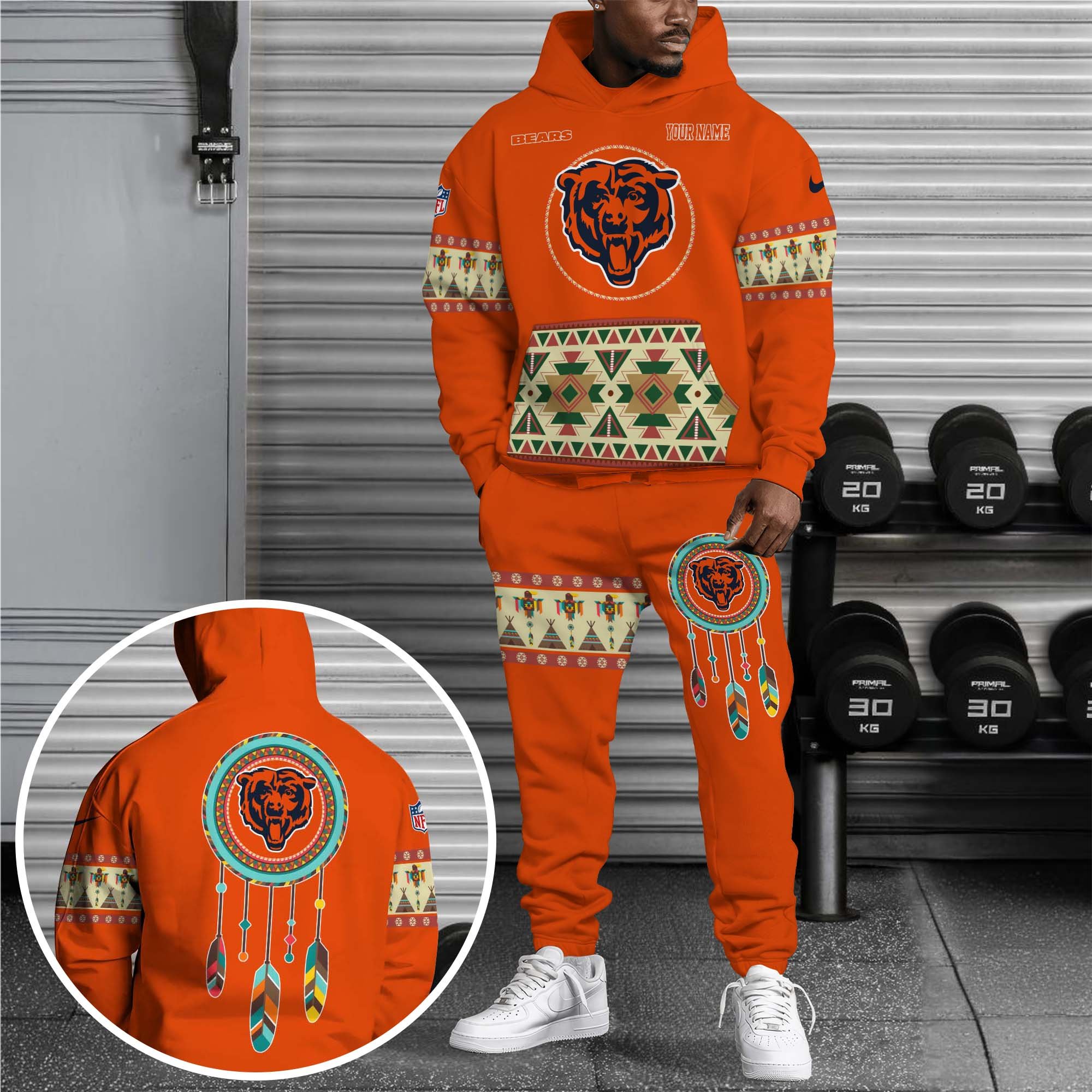 Chicago Bears Hoodie Sweatpants Set Custom Your Name, Sport Hoodie Sweatpants Set, Sport Gifts For Fan