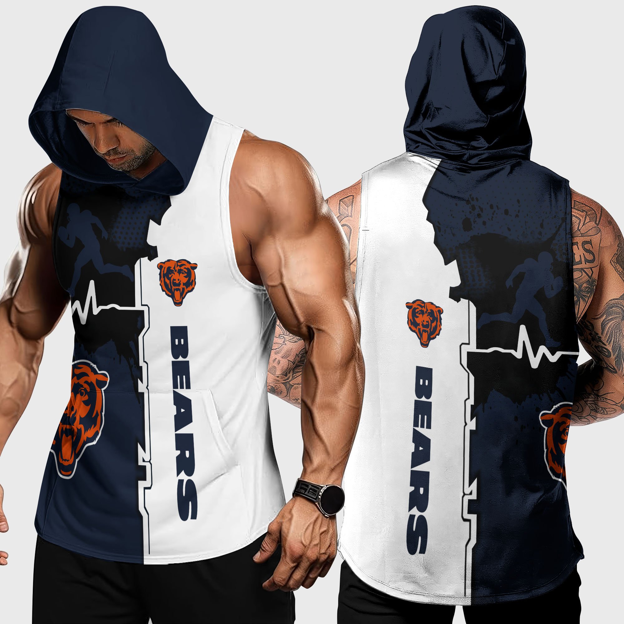 Chicago Bears Hoodie Tanktop Custom Your Name, Football Team Hoodie Tanktop, Gift For Football Lovers