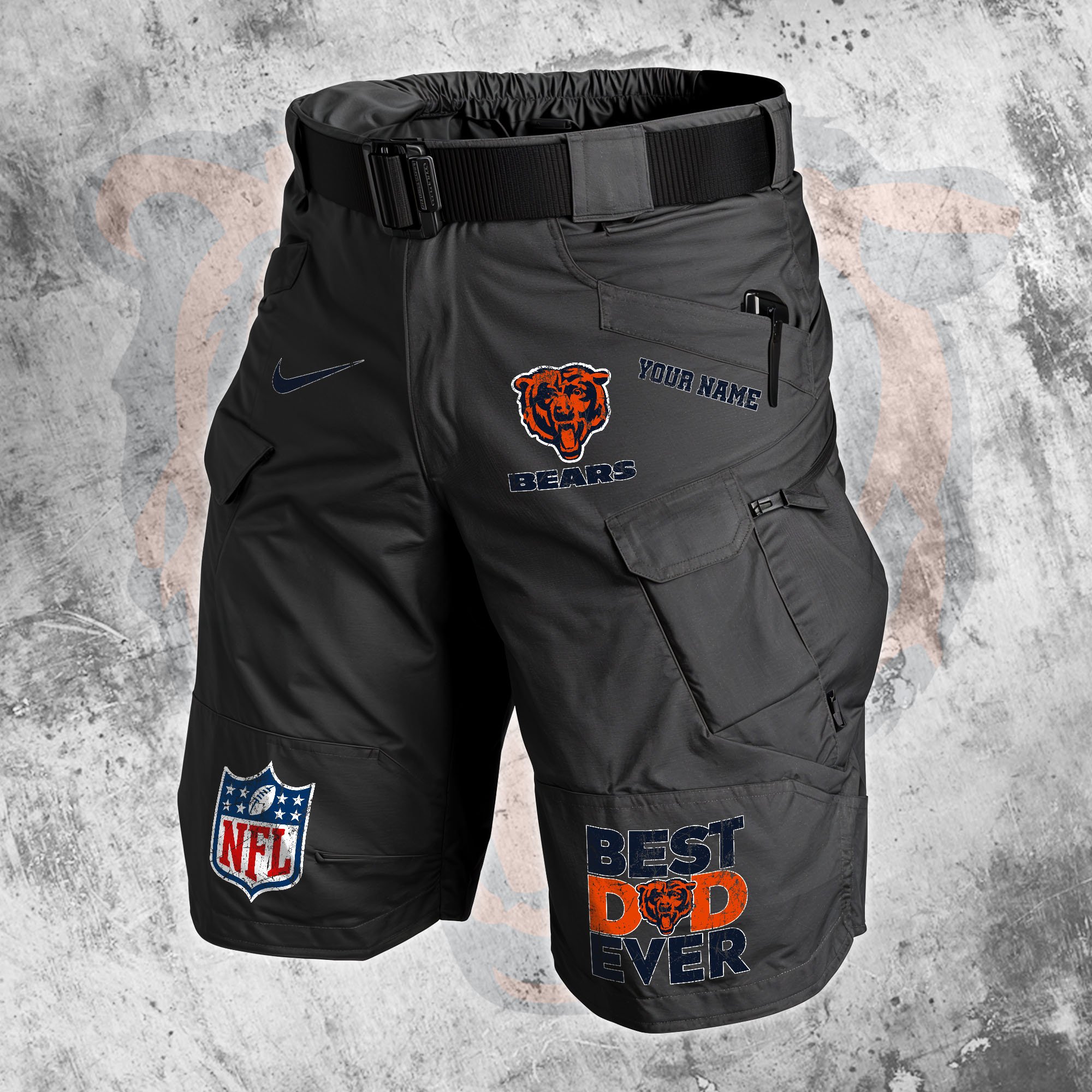 Chicago Bears Men Cargo Shorts Custom Your Name, Football Lovers Clothings, Fathers Day Gifts 