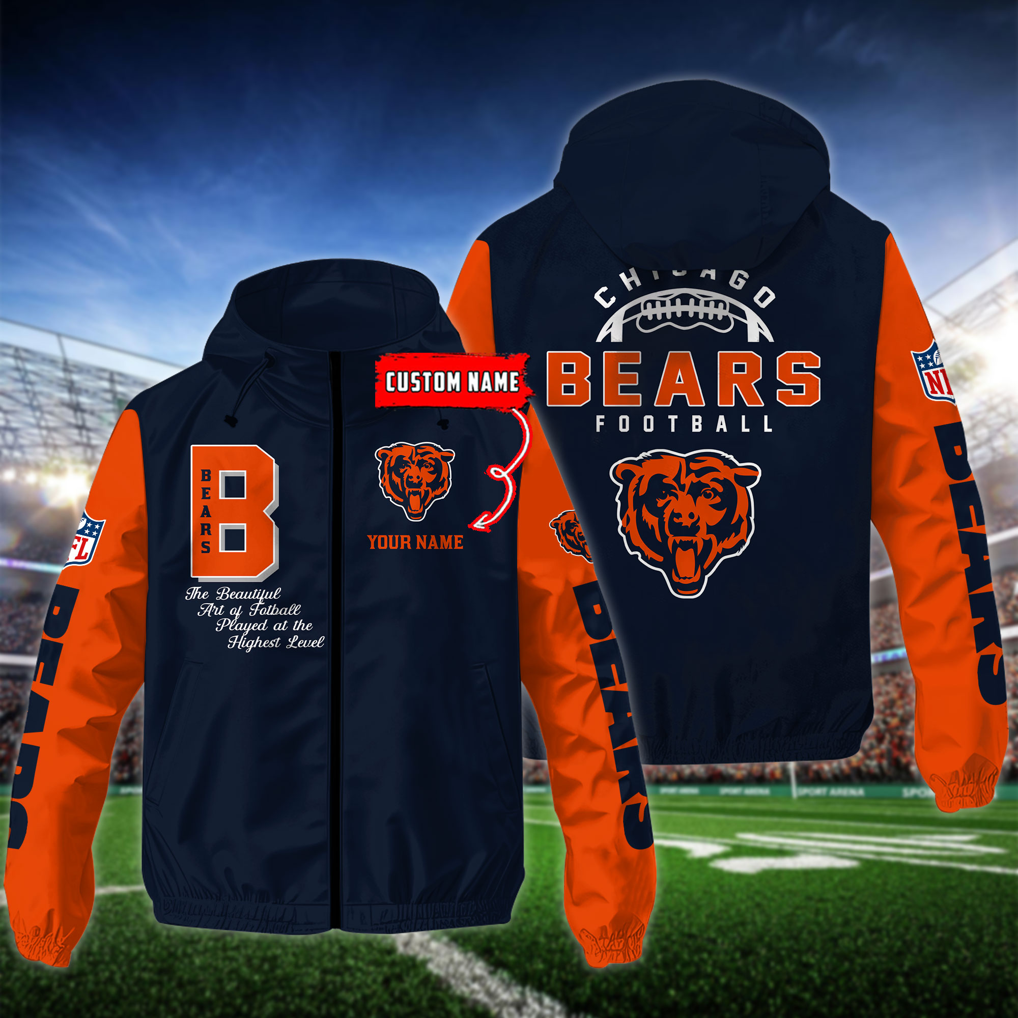 Chicago Bears NFL Personalized Style Windbreaker Jacket For Fans