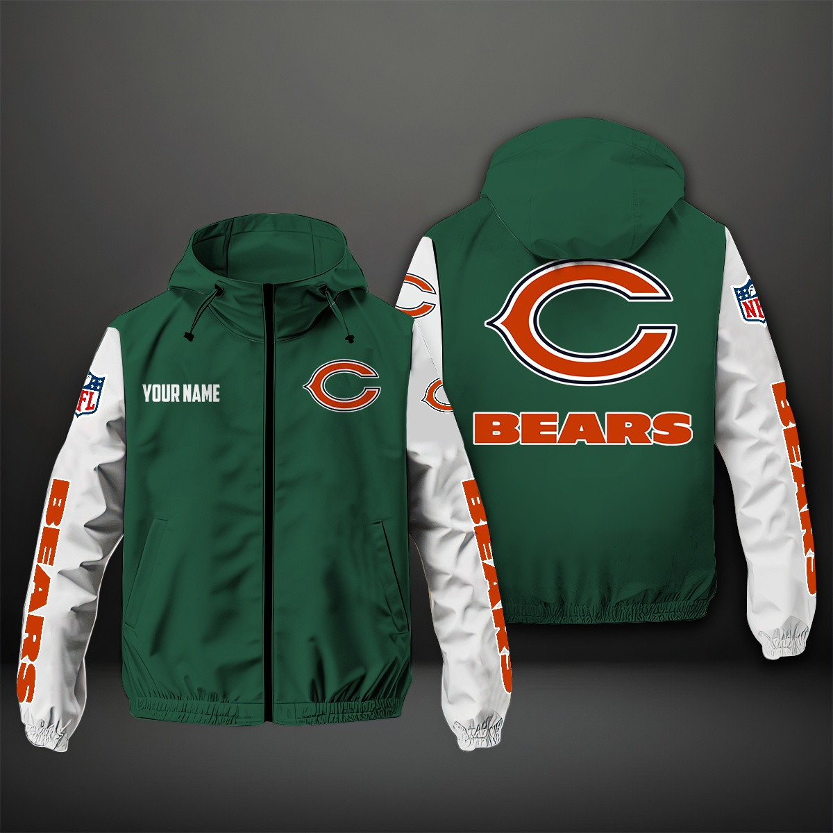 Chicago Bears NFL Personalized Windbreaker Jacket For Fan