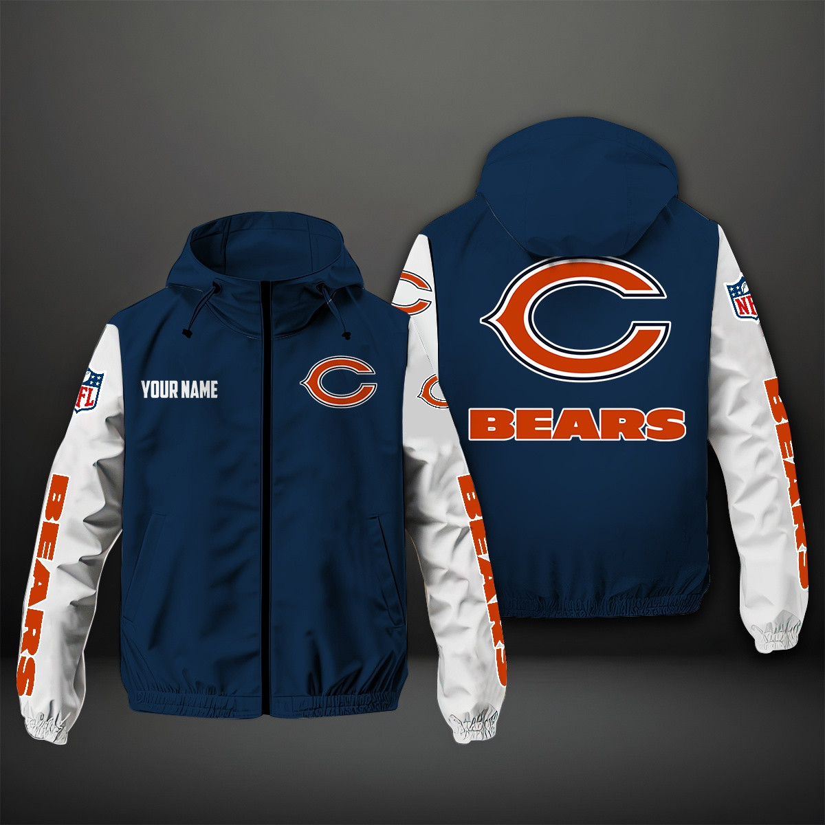Chicago Bears NFL Personalized Windbreaker Jacket For Fan