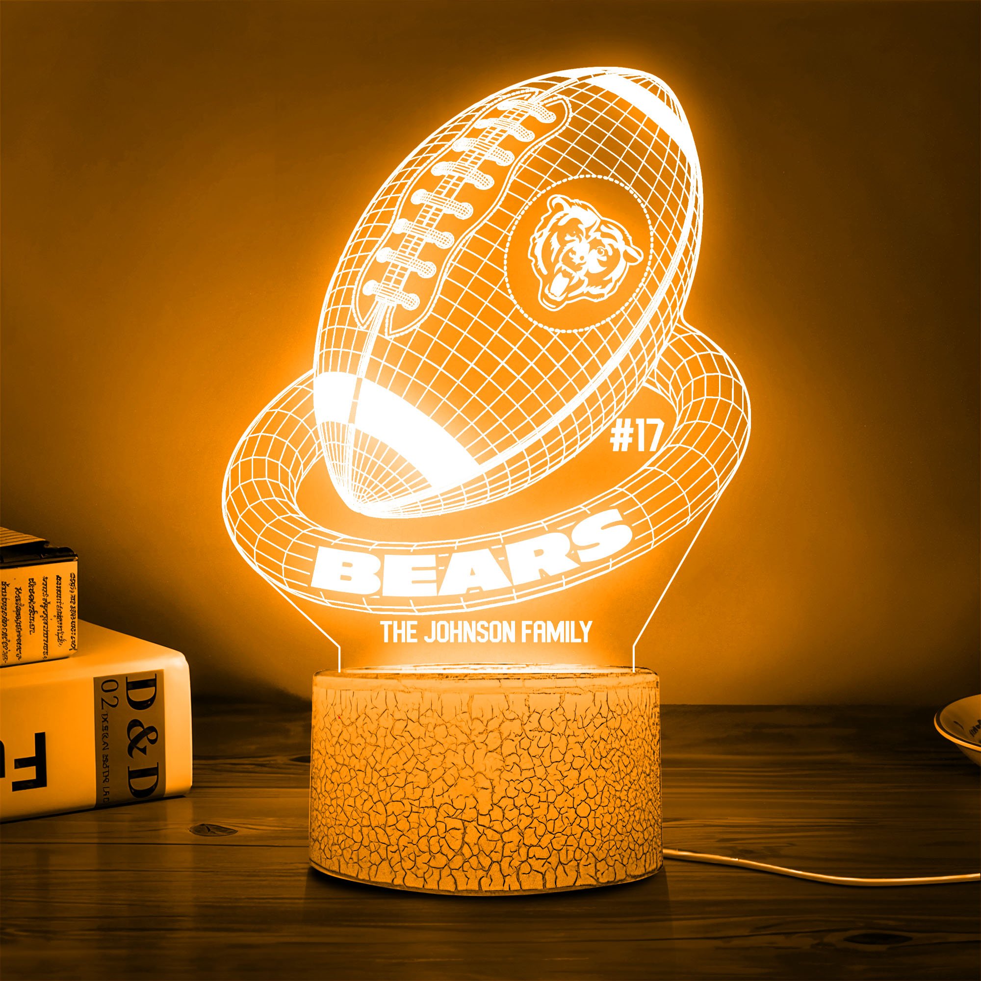 Chicago Bears Sport Team 3D Led Lamps Custom Family Name And Number, Sport Gifts, Sport Home Decor 