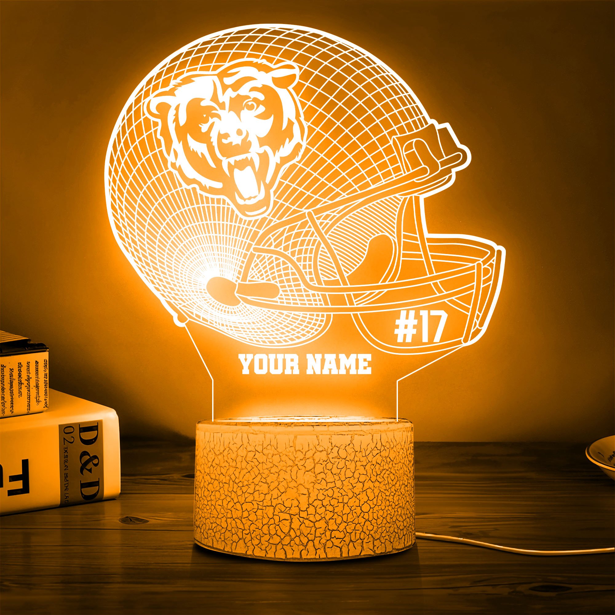Chicago Bears Team 3D Led Lamp Custom Name And Year, Sport Lamp, Home Decor 