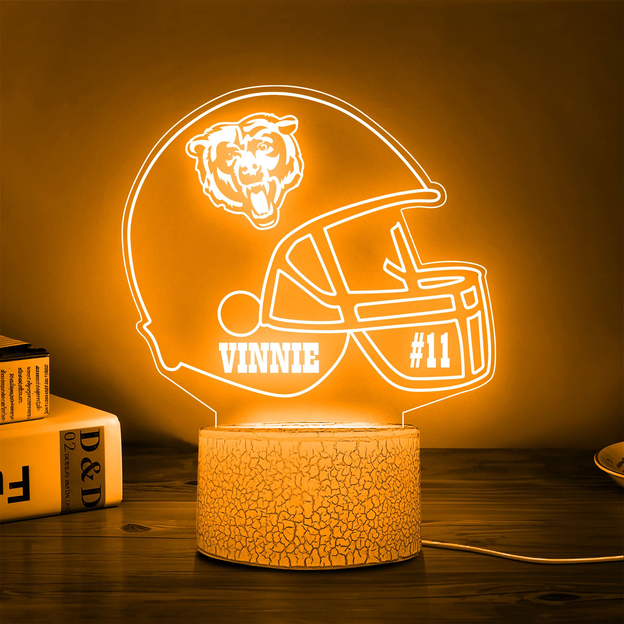 Chicago Bears Team 3D Led Lamp Custom Number And Name, Led Lamp For Sport Fans 