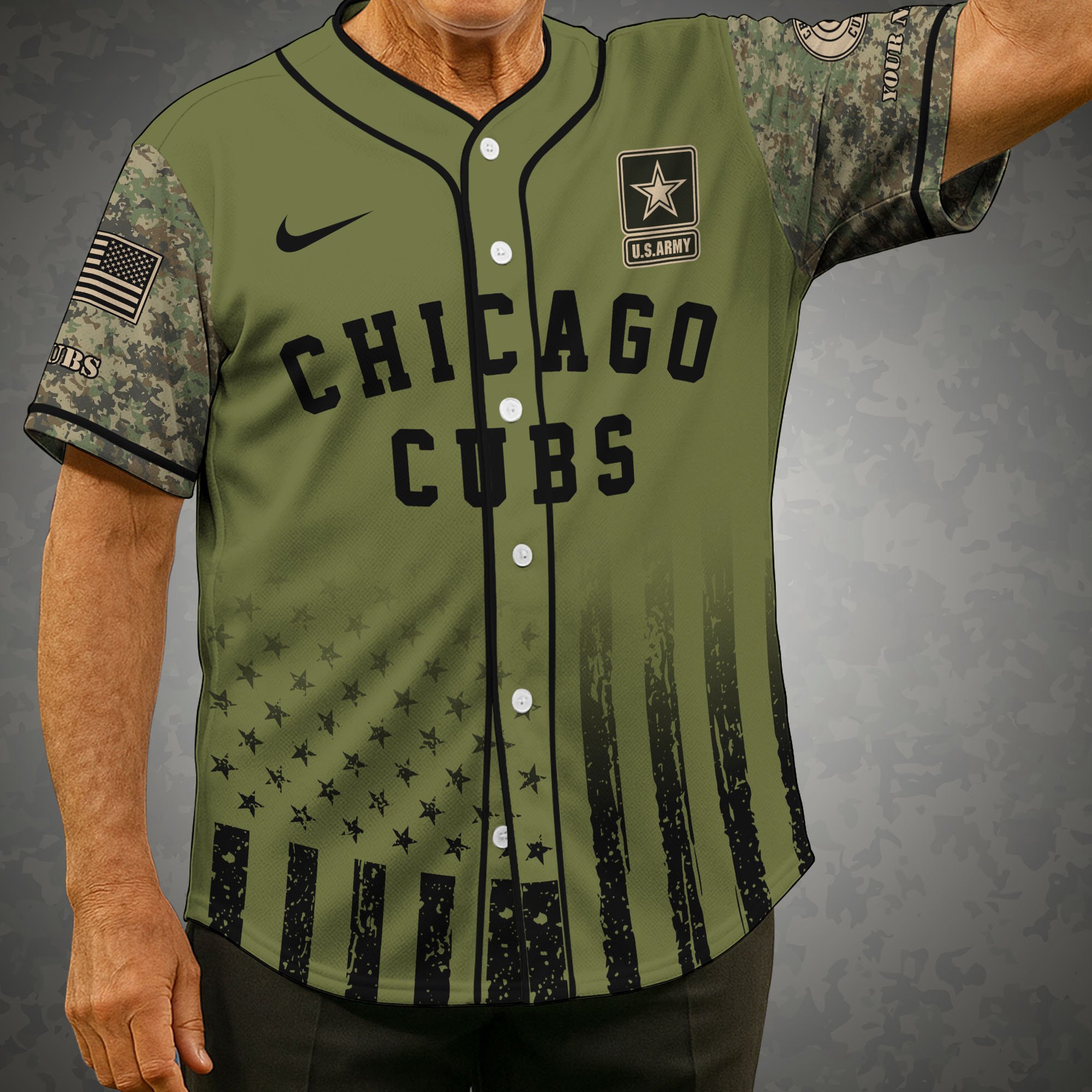 Chicago Cubs Baseball Shirt X US Army Military Appreciation Night Jersey Editions Limited 2025 Custom Name, Sport Shirt For Fans