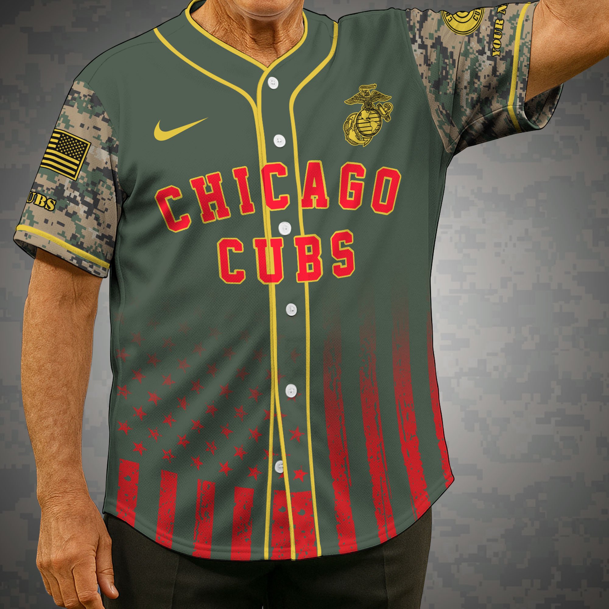Chicago Cubs Baseball Shirt X US Marine Corps Military Appreciation Night Jersey Editions Limited 2025 Custom Name, Sport Shirt, Sport Gifts