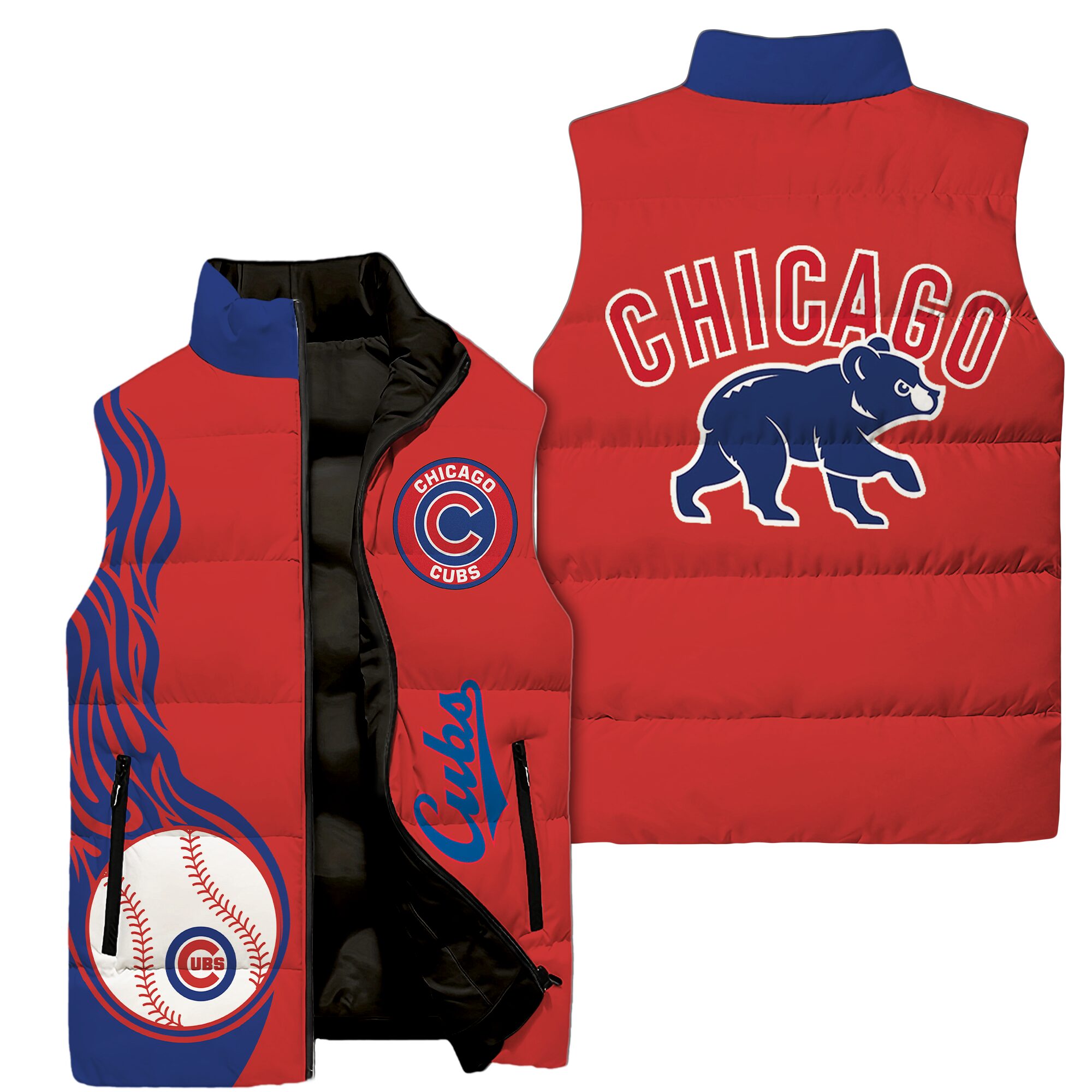 Chicago Cubs MLB Style Sleeveless Puffer Jacket For Fans