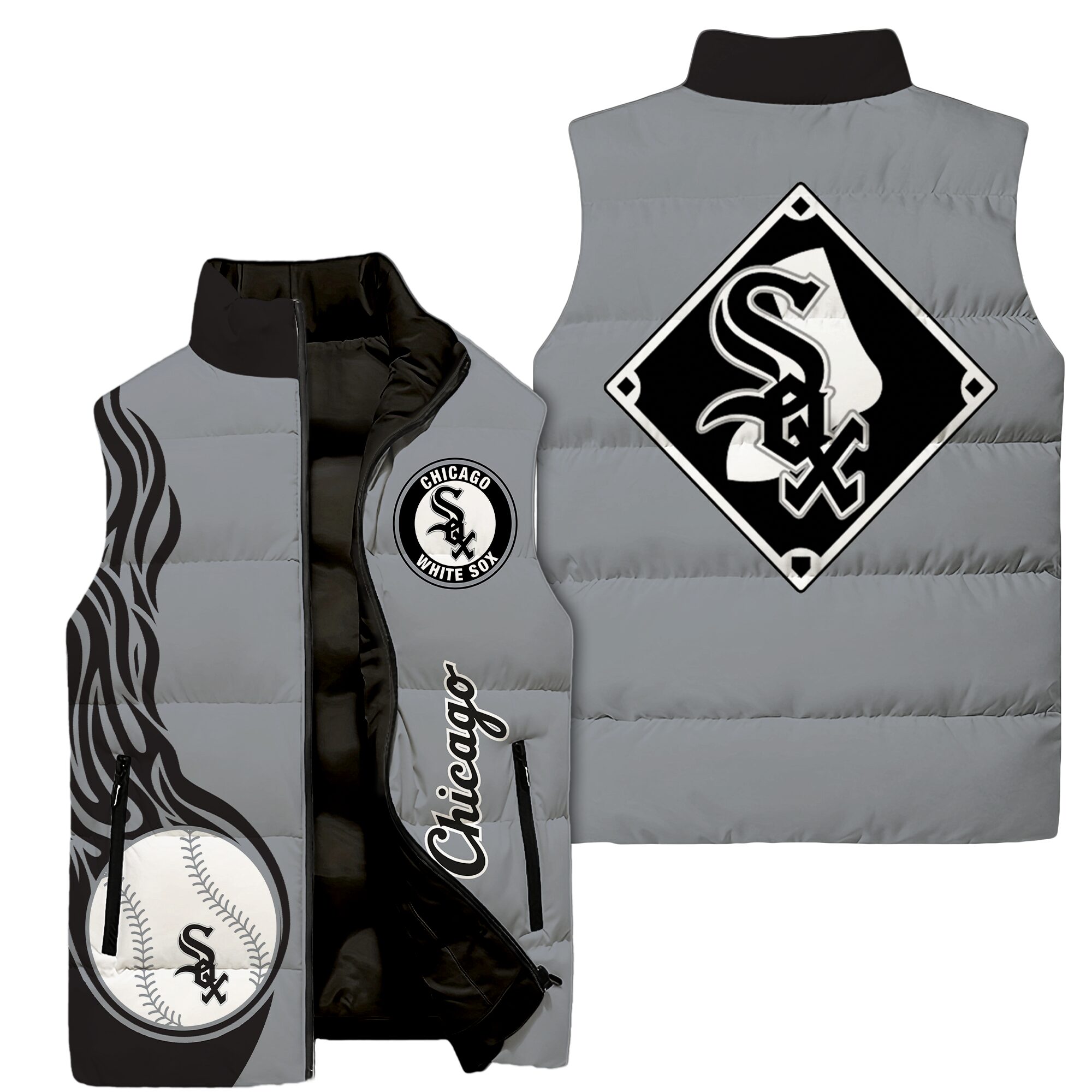 Chicago White Sox MLB Style Sleeveless Puffer Jacket For Fans
