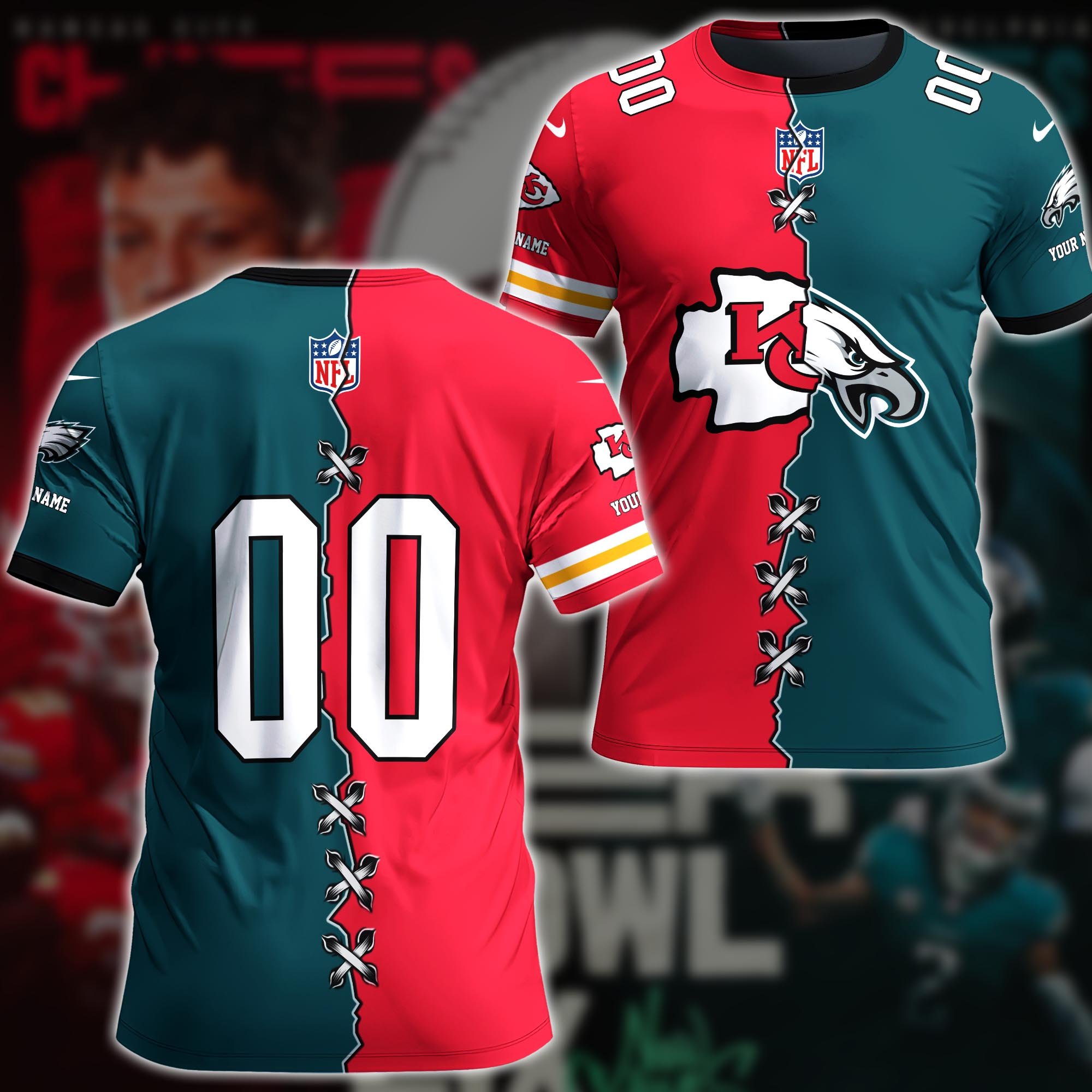 Chiefs And Eagles Shirt Jersey , Chiefs Eagles Shirt, Custom Tshirt, Fan Gifts ETRG 0204677