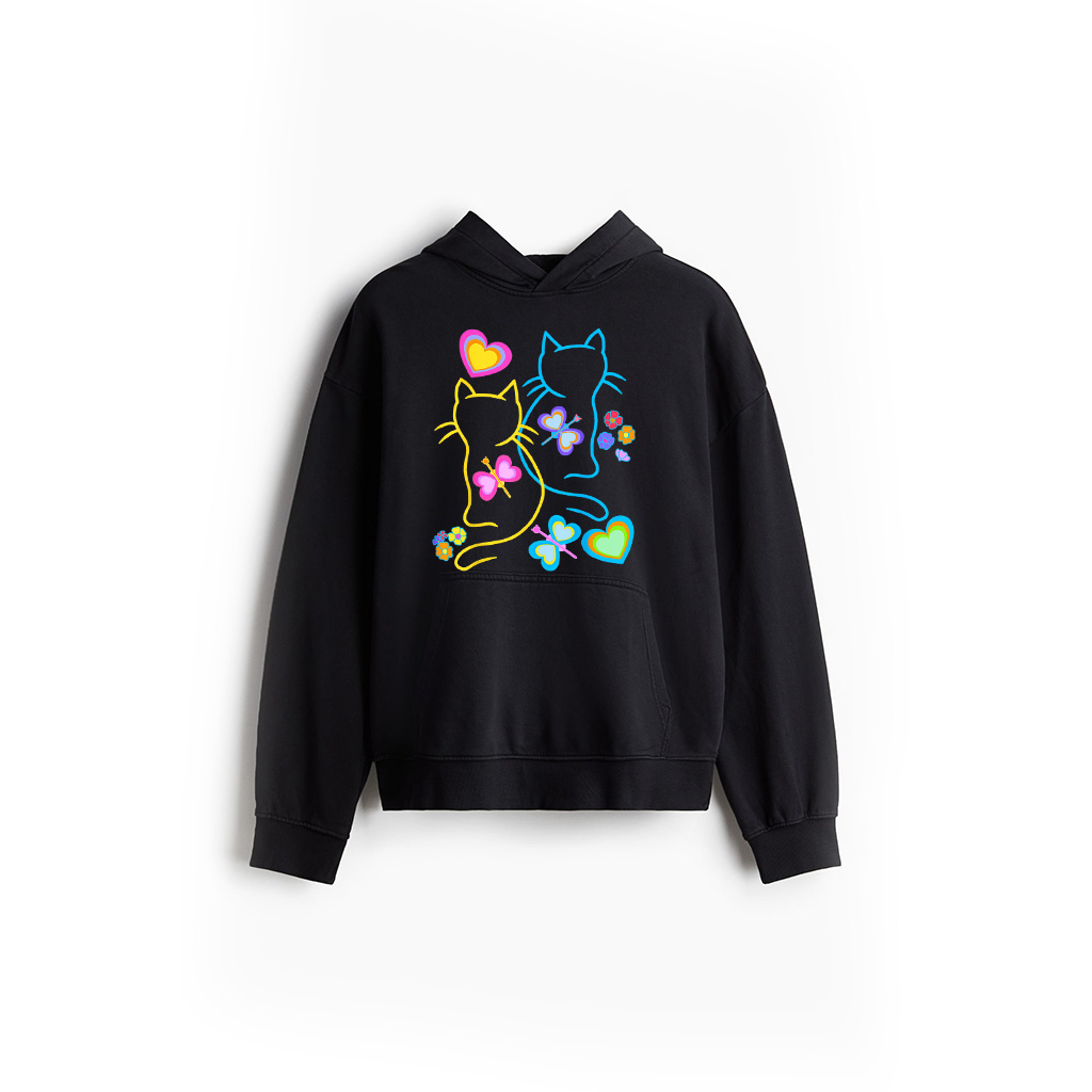 Children's Cats Child Cat Spring Summer Heart Hearts Baby Men Women Girls Kids Hoodie