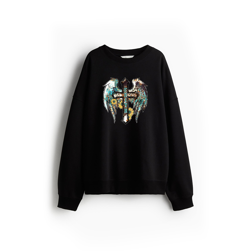 Christian Western Cross With Sunflower Decor For Women Faith Sweatshirt 21-07-2025