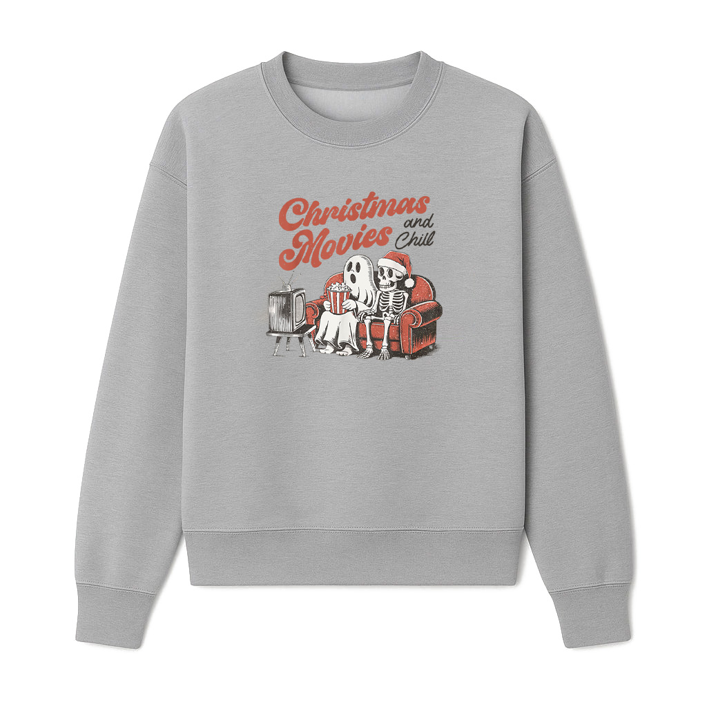 Christmas Movies And Vintage Chill Ghost And Skeleton Santa Sweatshirts 06-10-2025