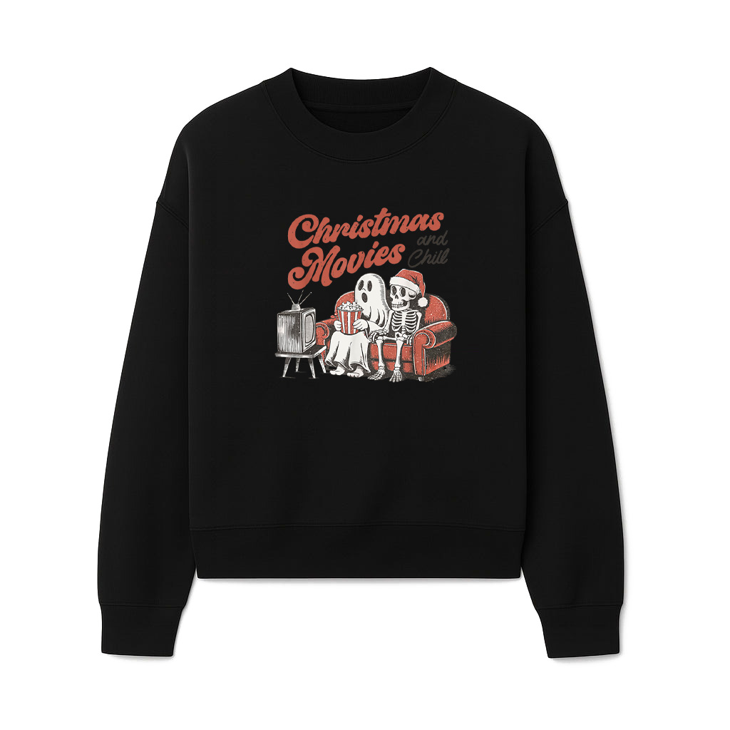 Christmas Movies And Vintage Chill Ghost And Skeleton Santa Sweatshirts 06-10-2025