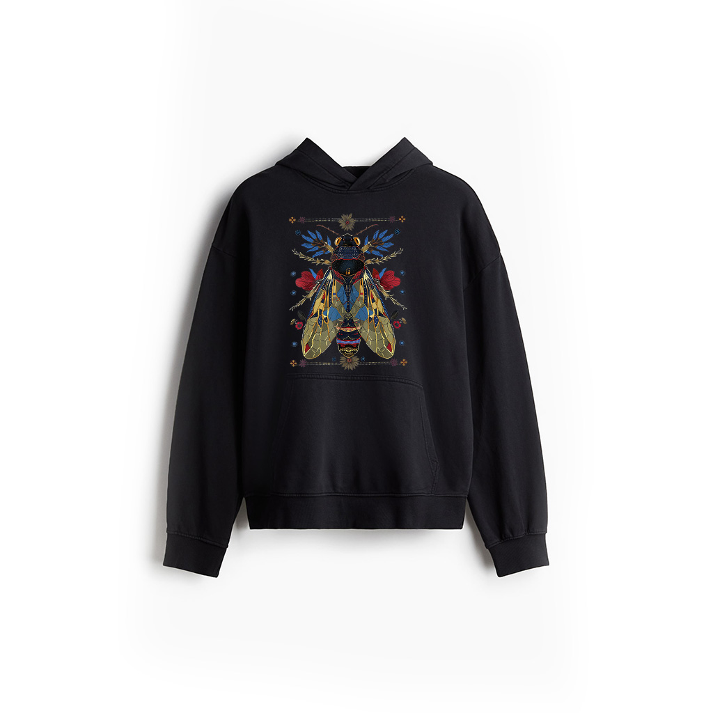 Cicada Flowers Insect Bug Vintage Tattoo Artist Entomology Hoodie