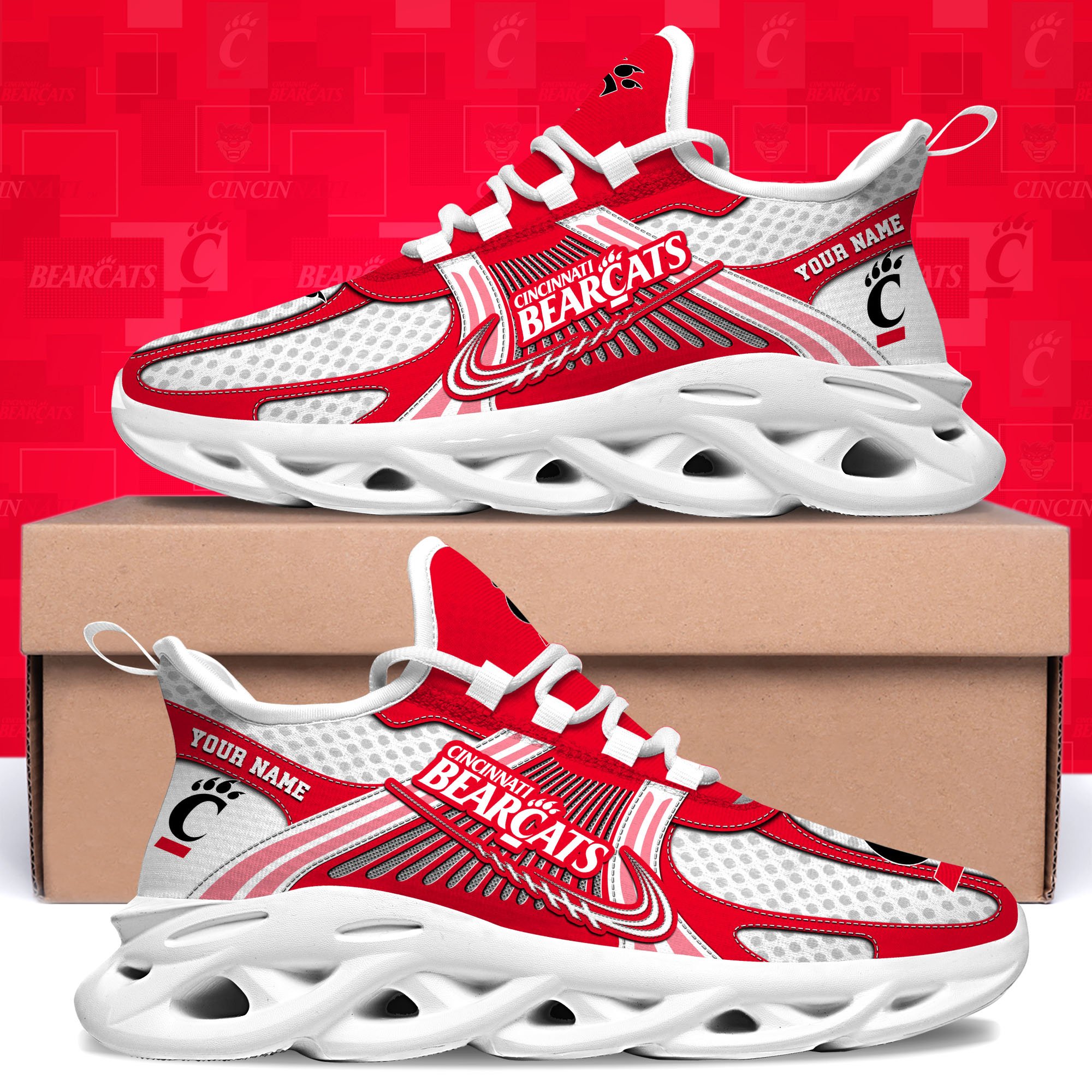 Cincinnati Bearcats Clunky Sneakers Custom Your Name, Sport Sneakers, Sport Gifts For Fan, Gifts For Him