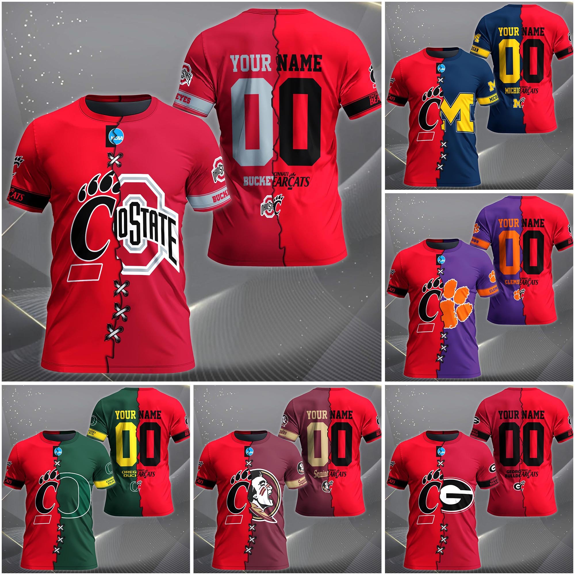 Cincinnati Bearcats House Divided T-Shirt Custom Name 2025 Version, Year And Team, Sport Shirts For Fan