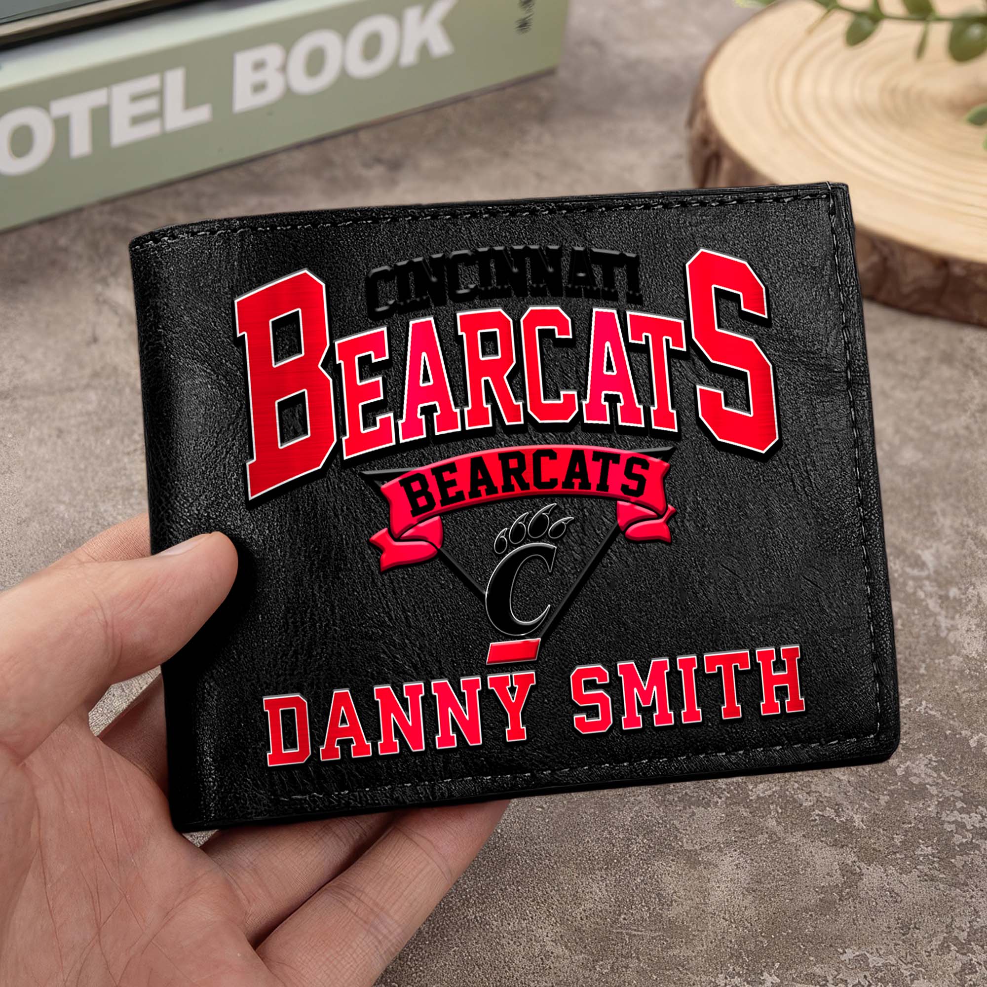 Cincinnati Bearcats Men Wallet Custom Your Name, Football Team Men Wallet For Fans, Gifts For Football Lovers