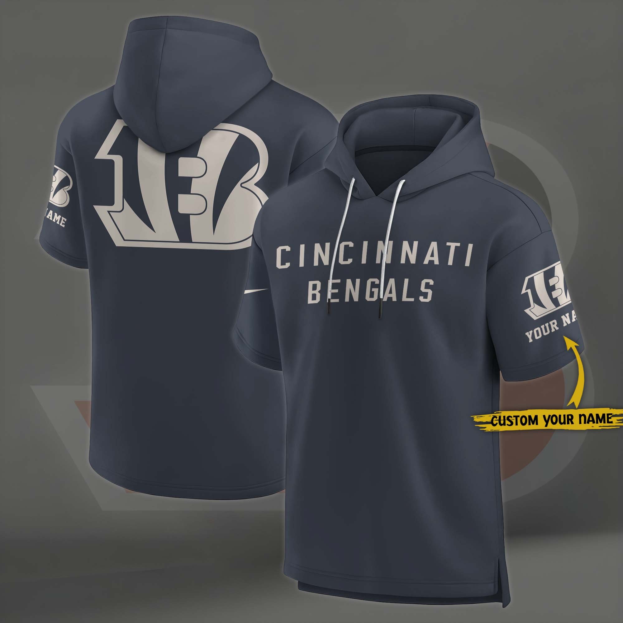 Cincinnati Bengals Elements Future Ground Lettering Short Sleeve Pullover Hoodie Custom Name, Gifts For Football Lovers EHIVM 03051158