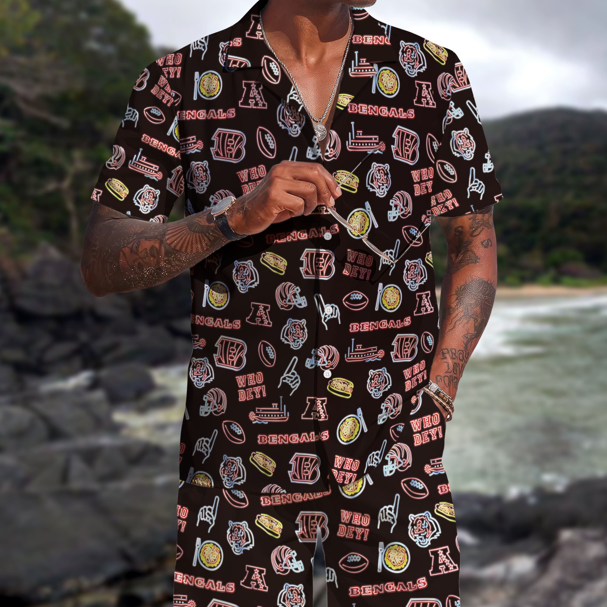 Cincinnati Bengals Hawaiian Shorts Set 2025 Version, Hawaiian Shirts, Sports Shorts, Gifts For Fan