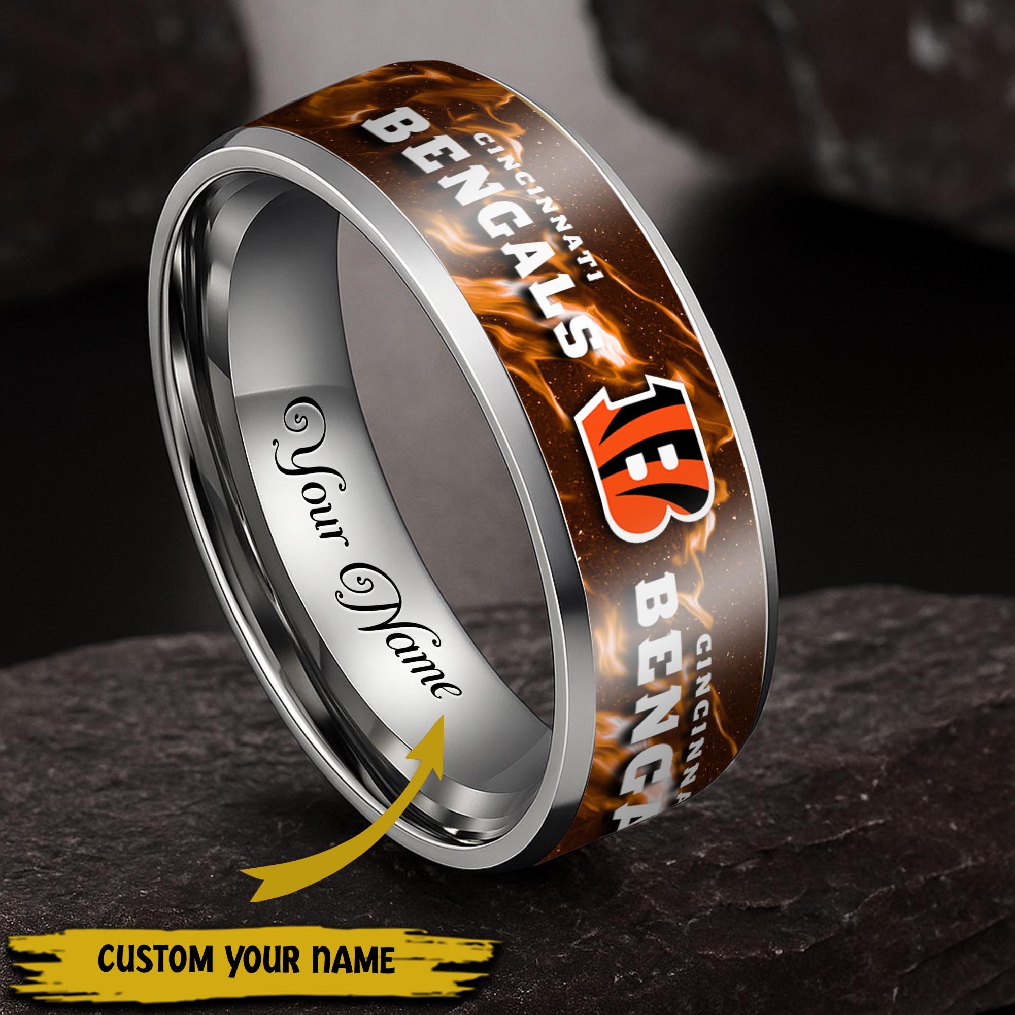 Cincinnati Bengals Stainless Steel Rings Comes With Box 2025 Versions, Gifts For Fan