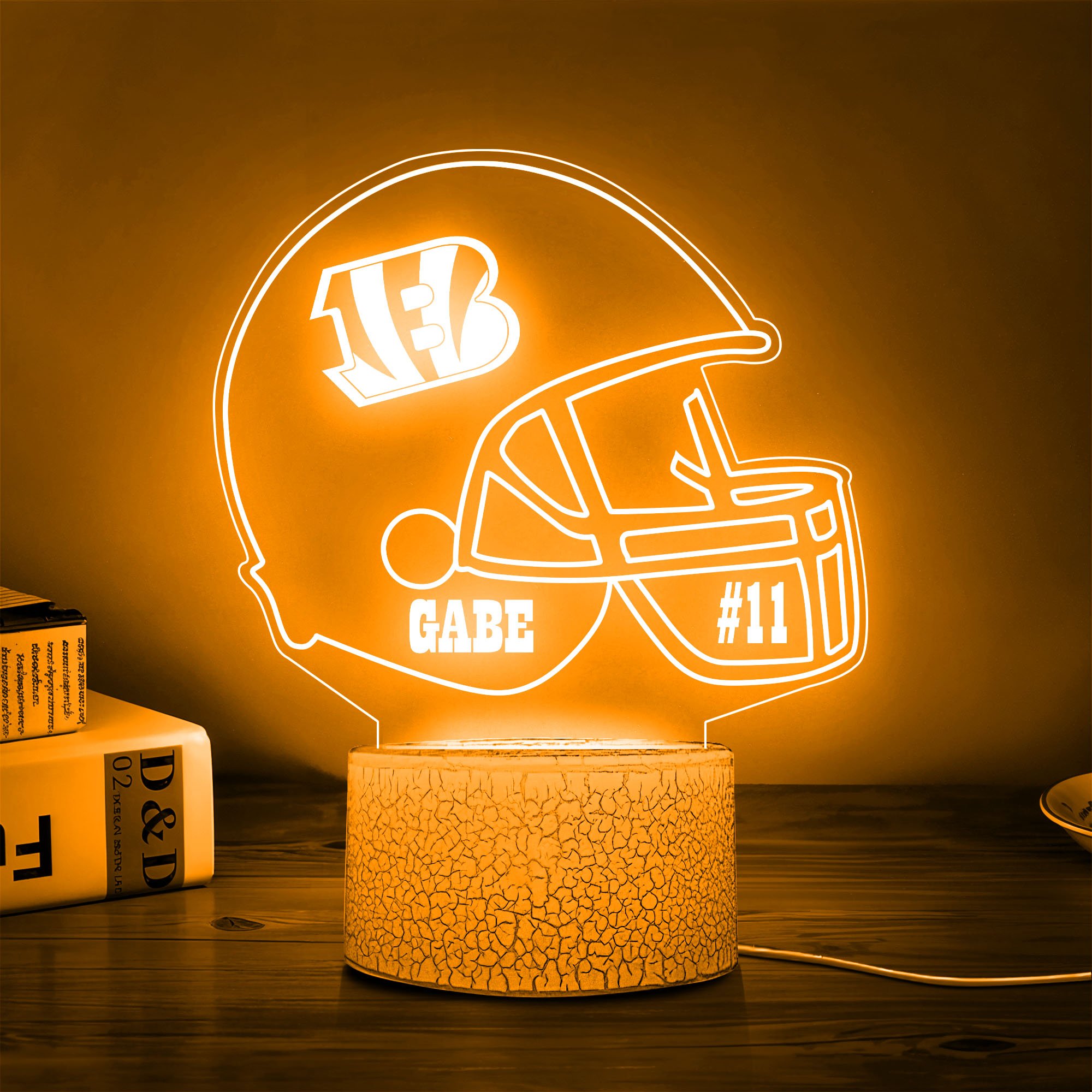 Cincinnati Bengals Team 3D Led Lamp Custom Number And Name, Led Lamp For Sport Fans 